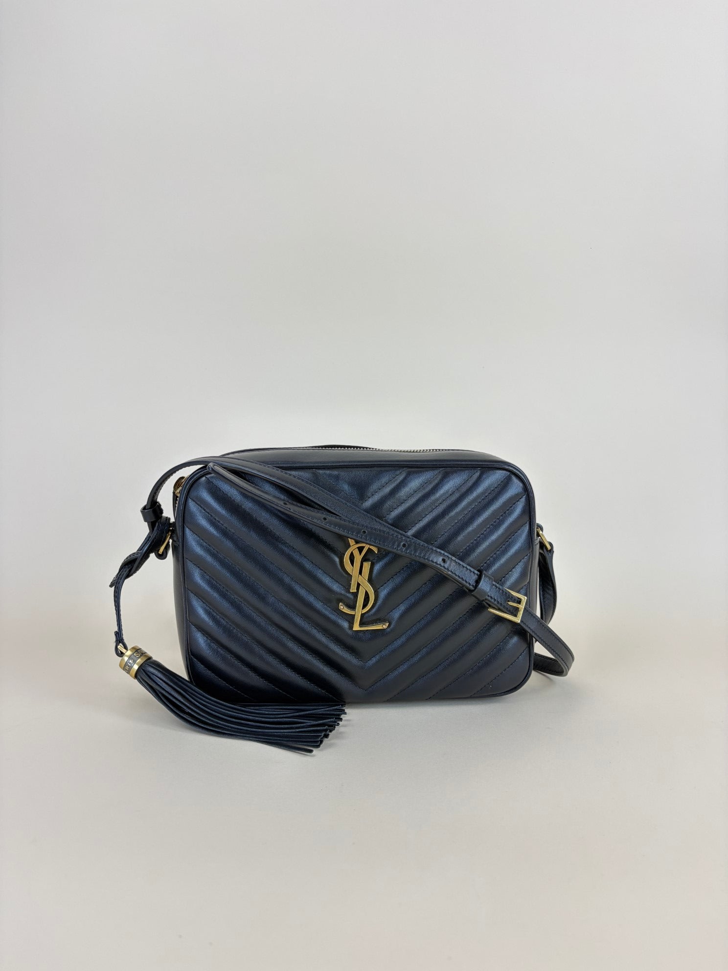 YSL Black Lou Camera calfskin matelassé monogram