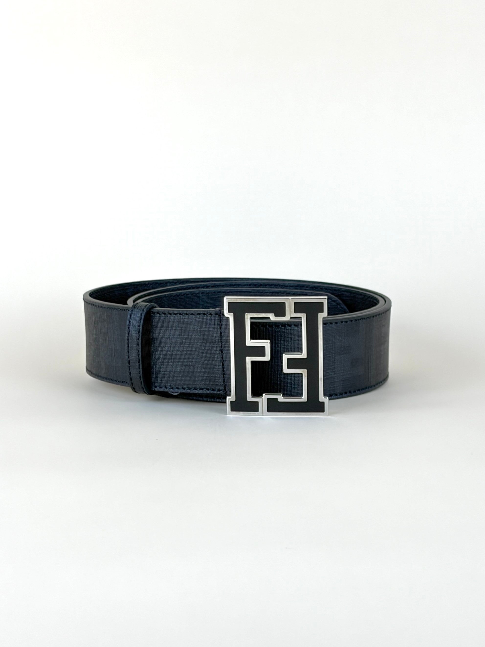 Fendi Dark Grey Zucca Spalmati College Belt 44