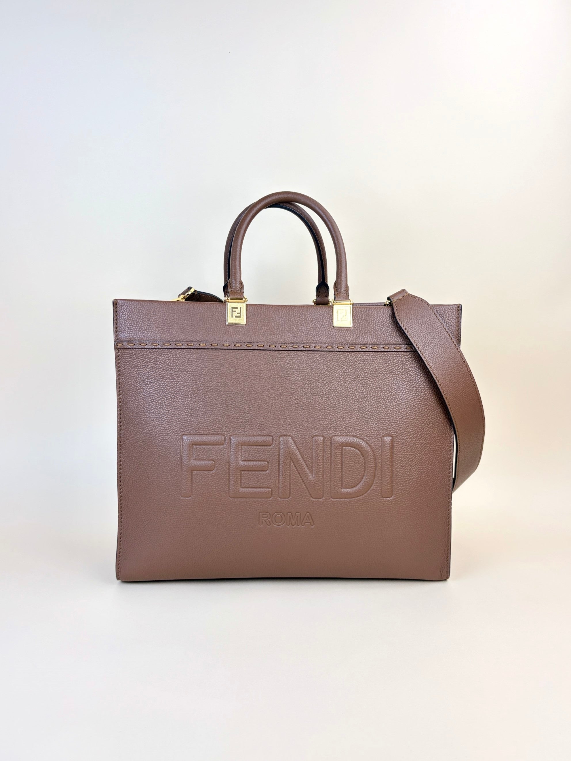 Fendi brown Sunshine Medium Shopping Tote Bag