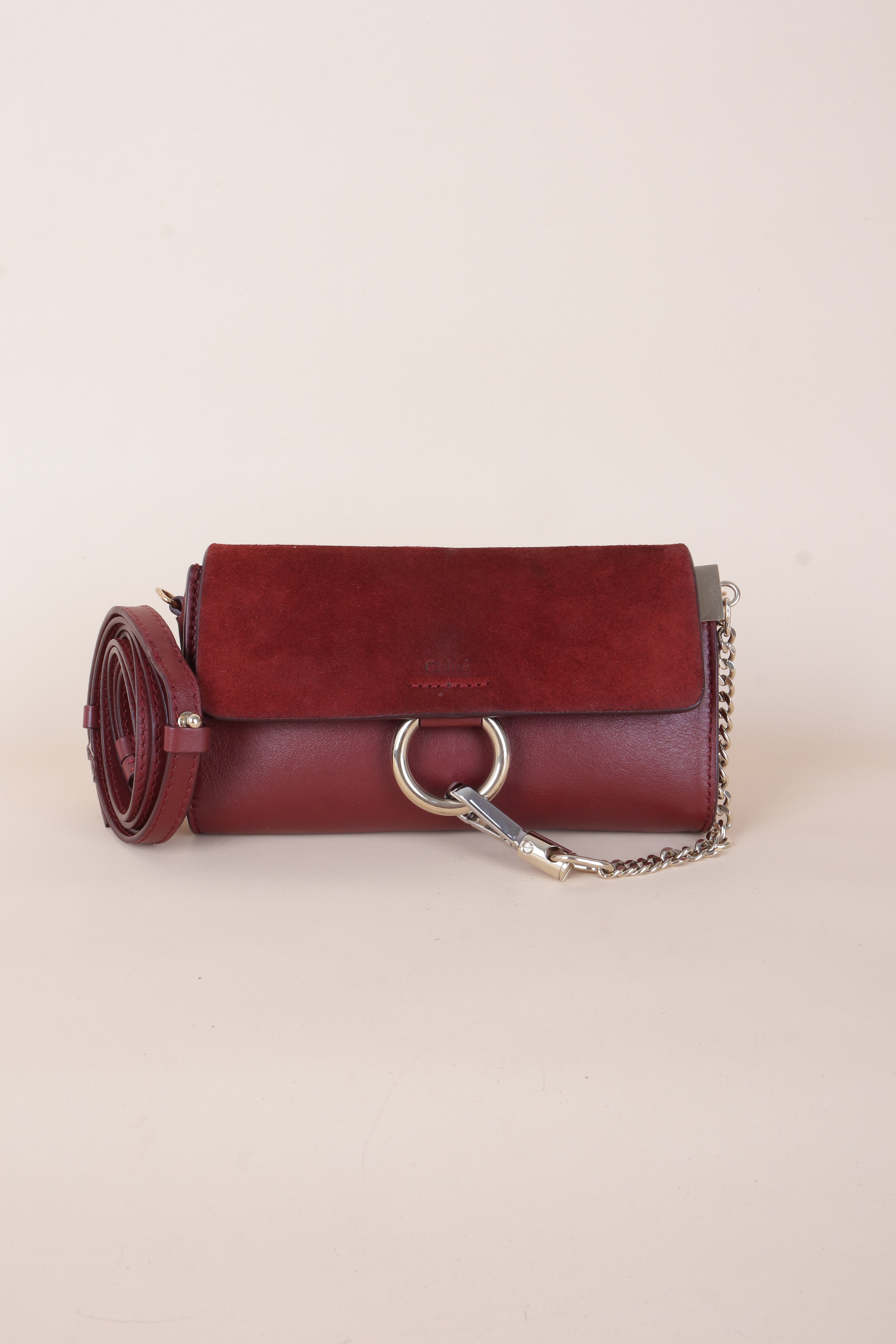 Chloe Burgandy mini Faye Crossbody Bag