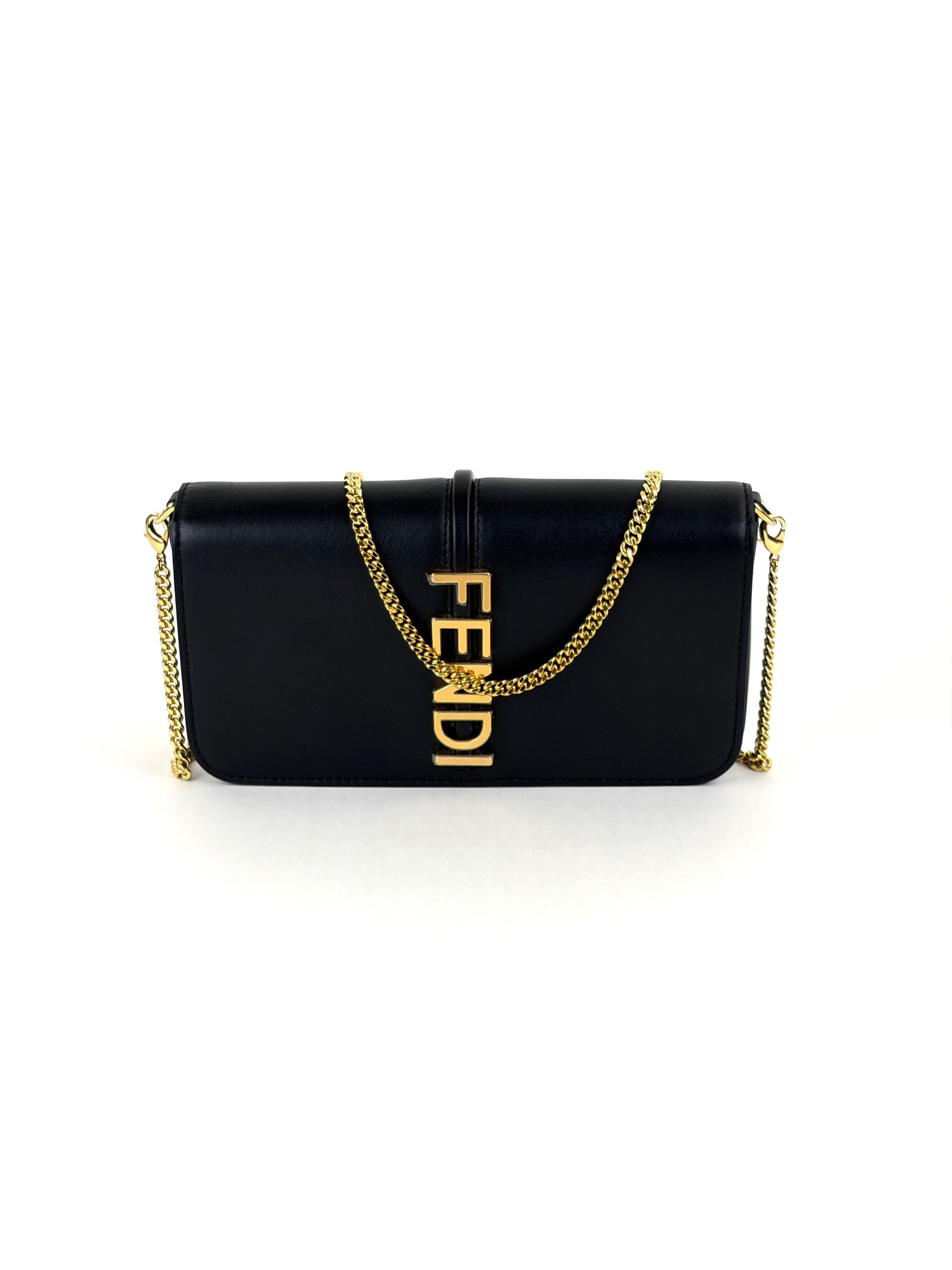 Fendi Black smooth leather Fendigraphy Wallet On Chain bag