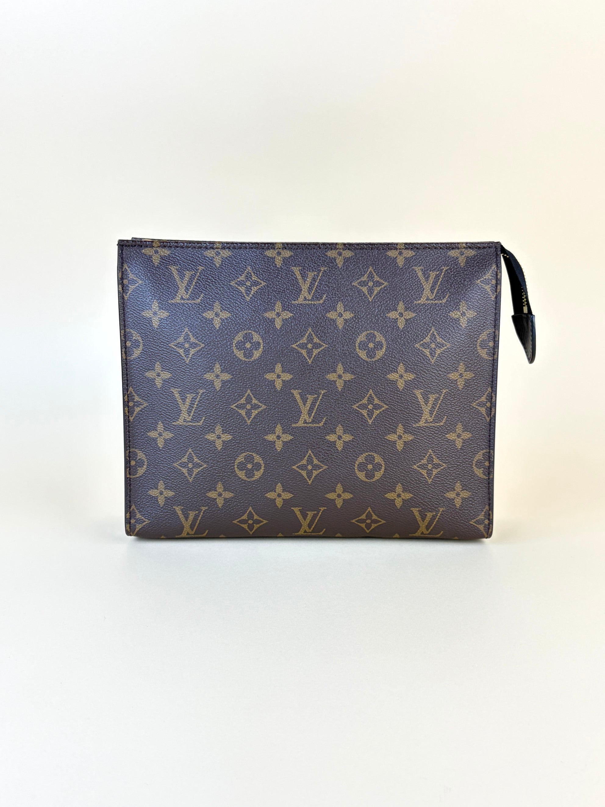louis Vuitton black calfskin and monogram canvas toilette Mn pouch
