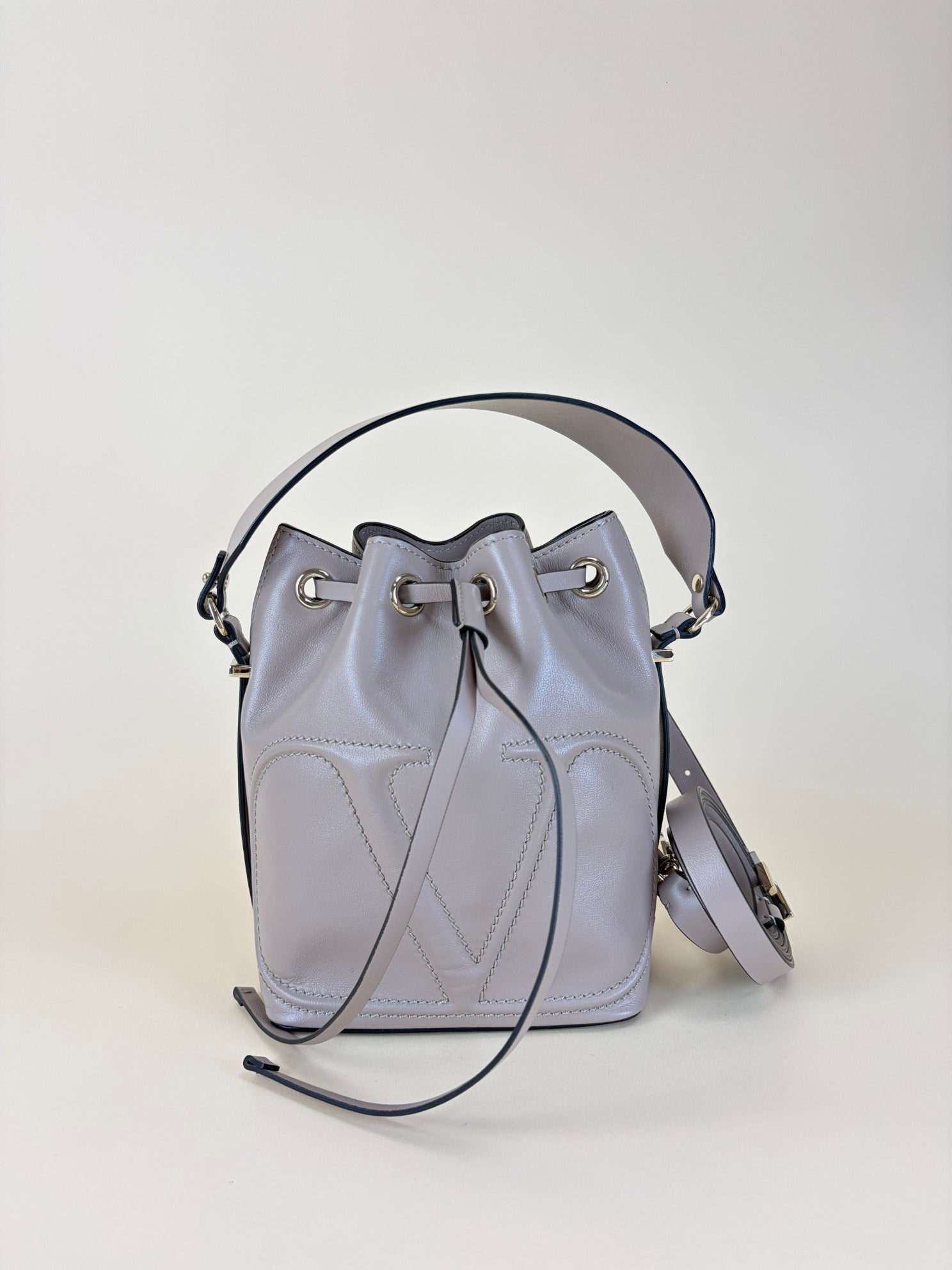 Valentino Nude Vlogo Walk Bucket Bag with Strap
