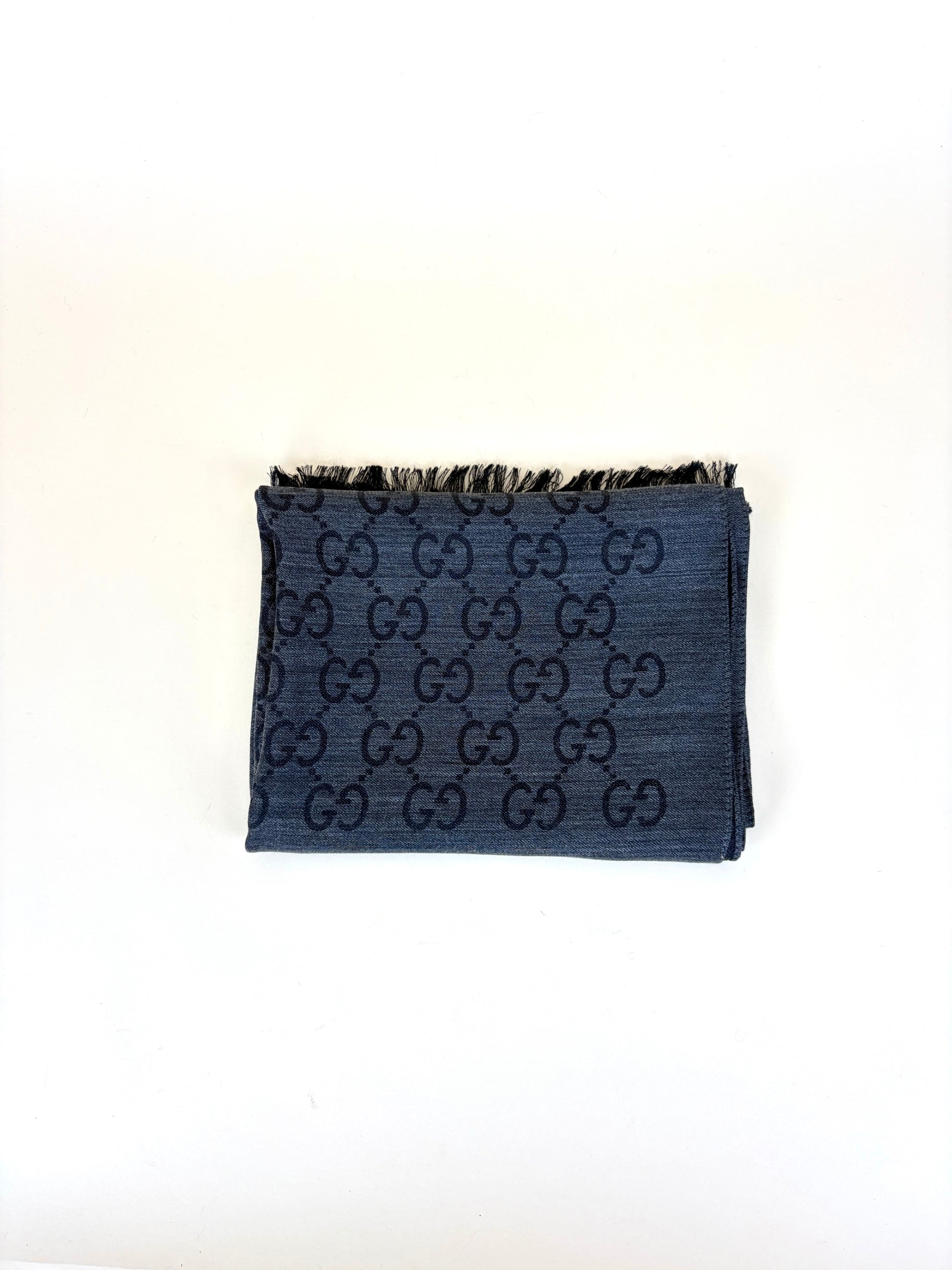 Gucci dark grey GG monogram silk Scarf