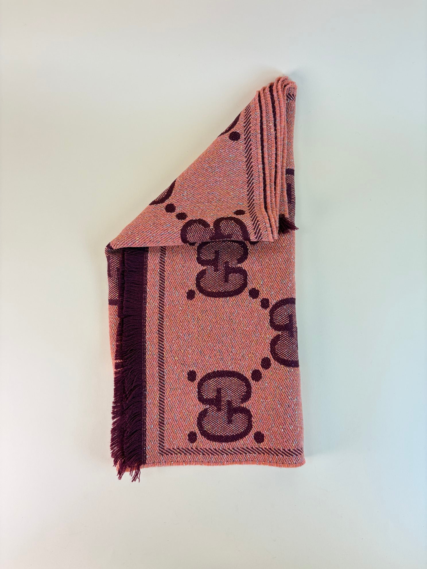 GUCCI gg jacquard wool scarf orange/red