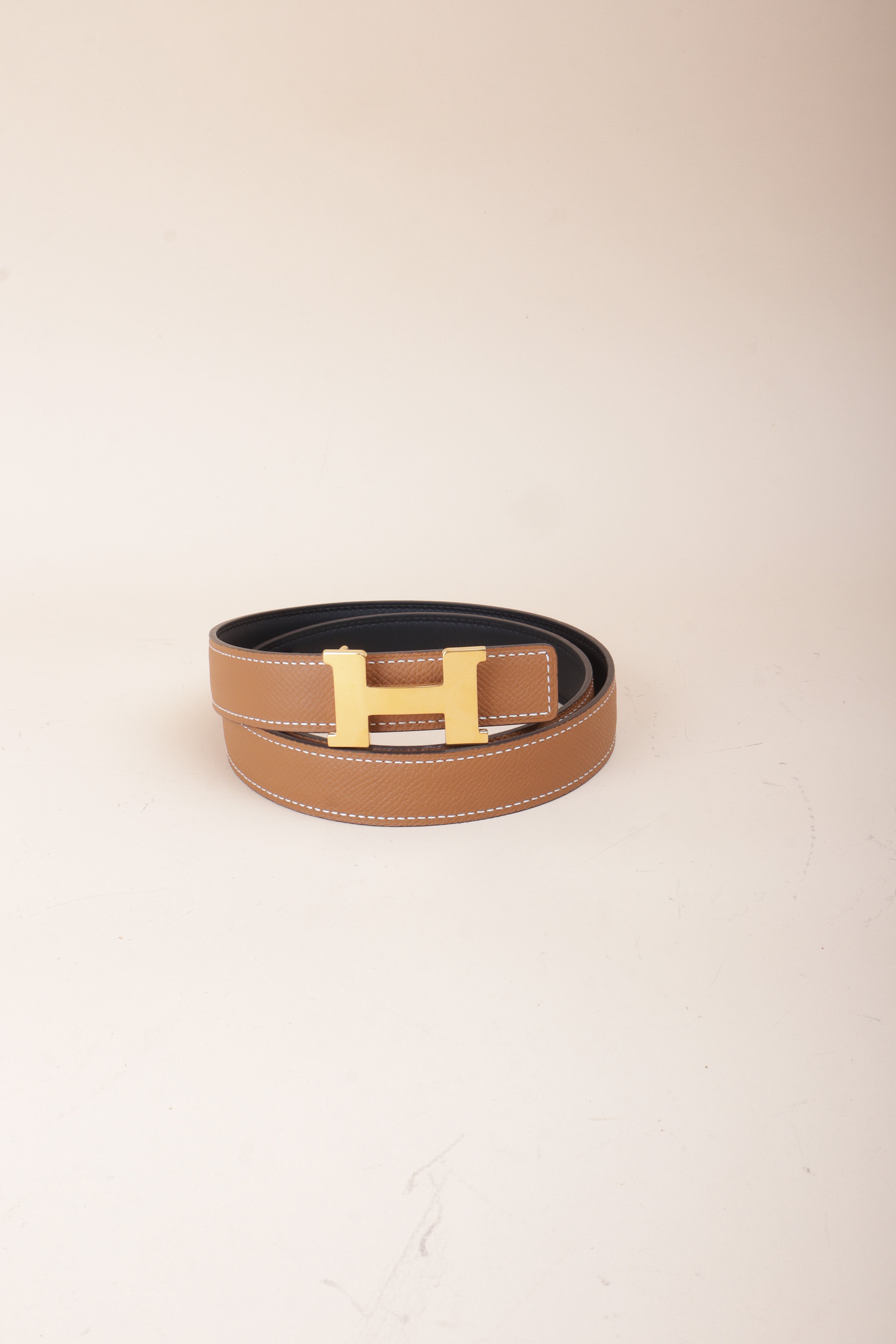 Hermes MINI Reversible Buckle Belt 24 mm black and gold
