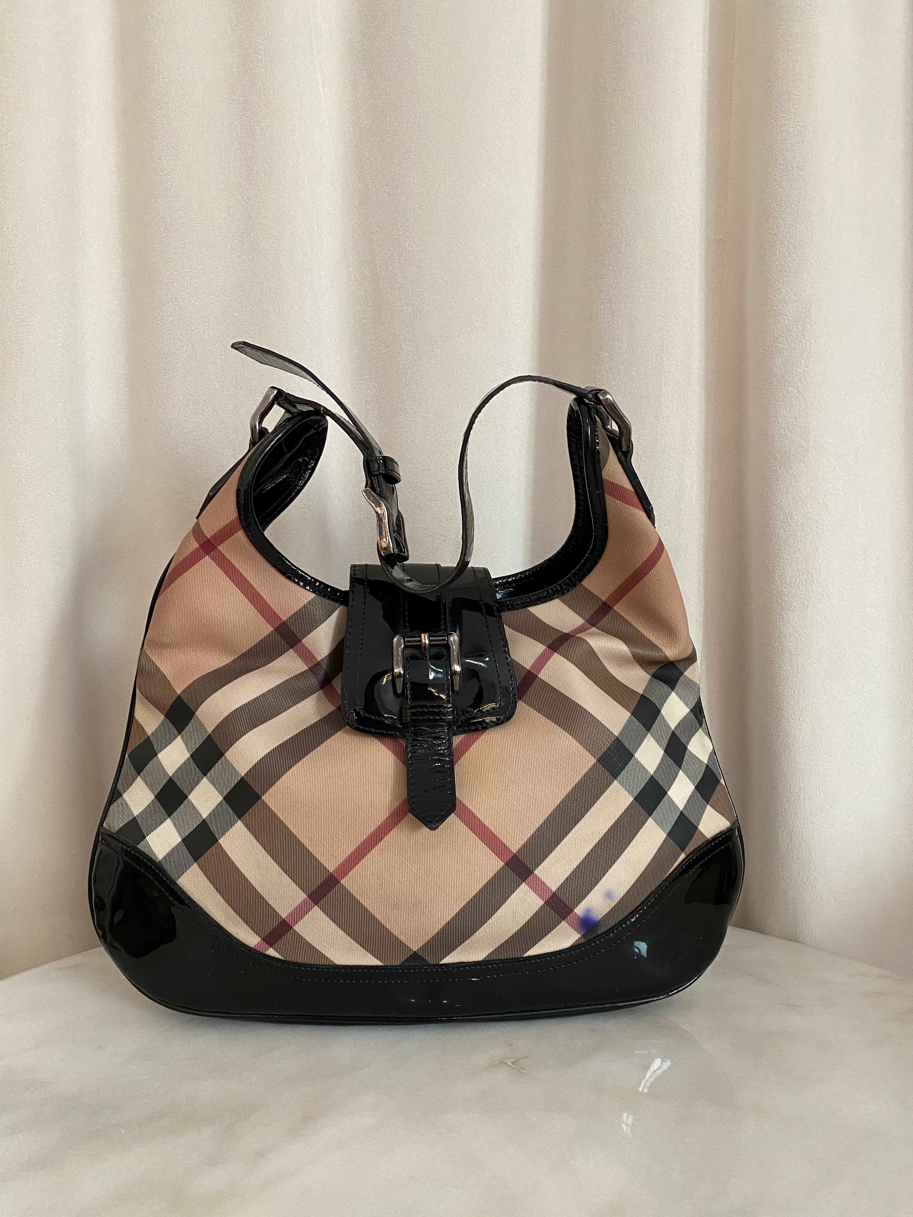 Burberry Nova Check Black Hobo Bag