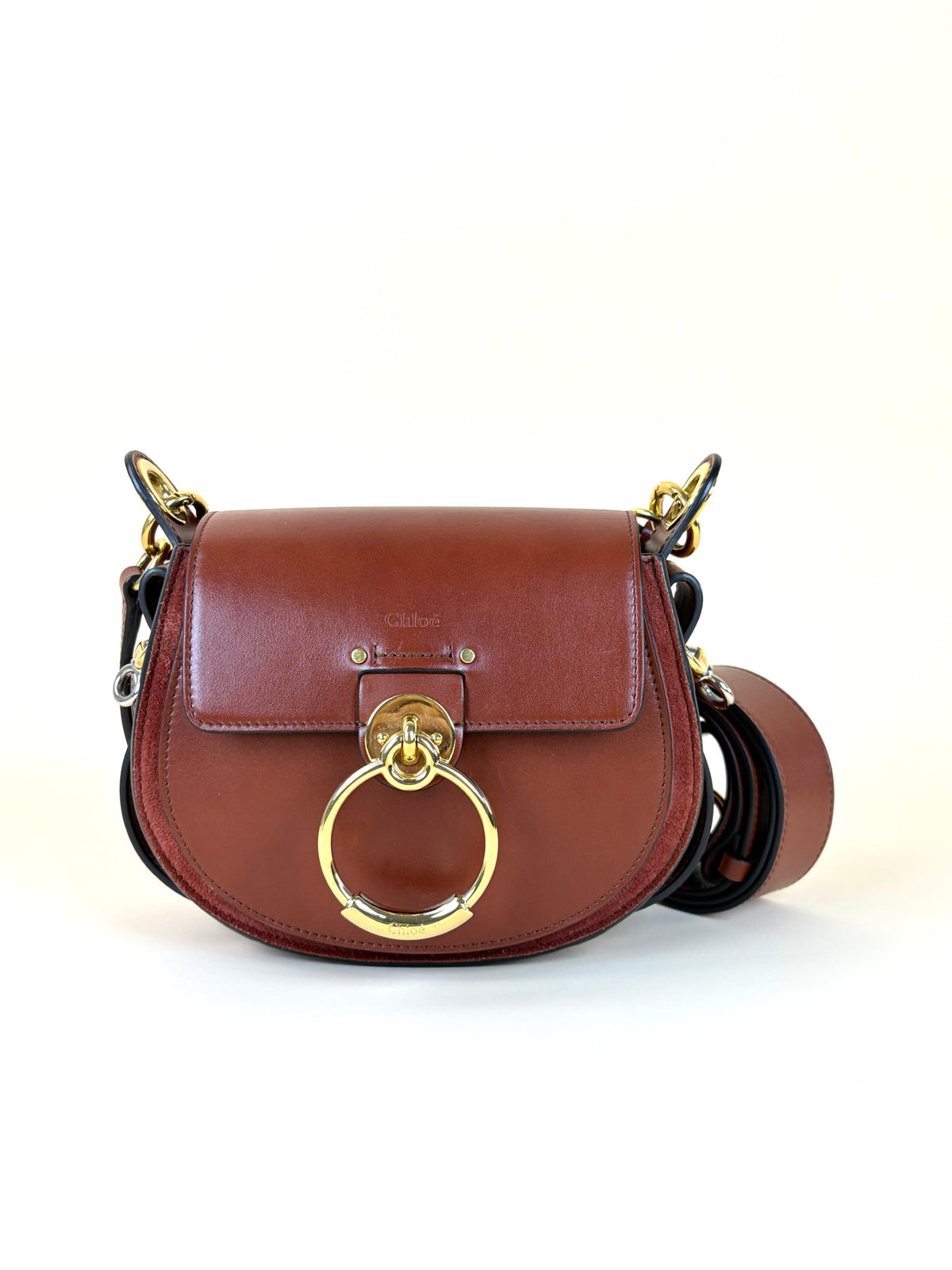 Chloe calfskin small Tess bag sepia brown leather