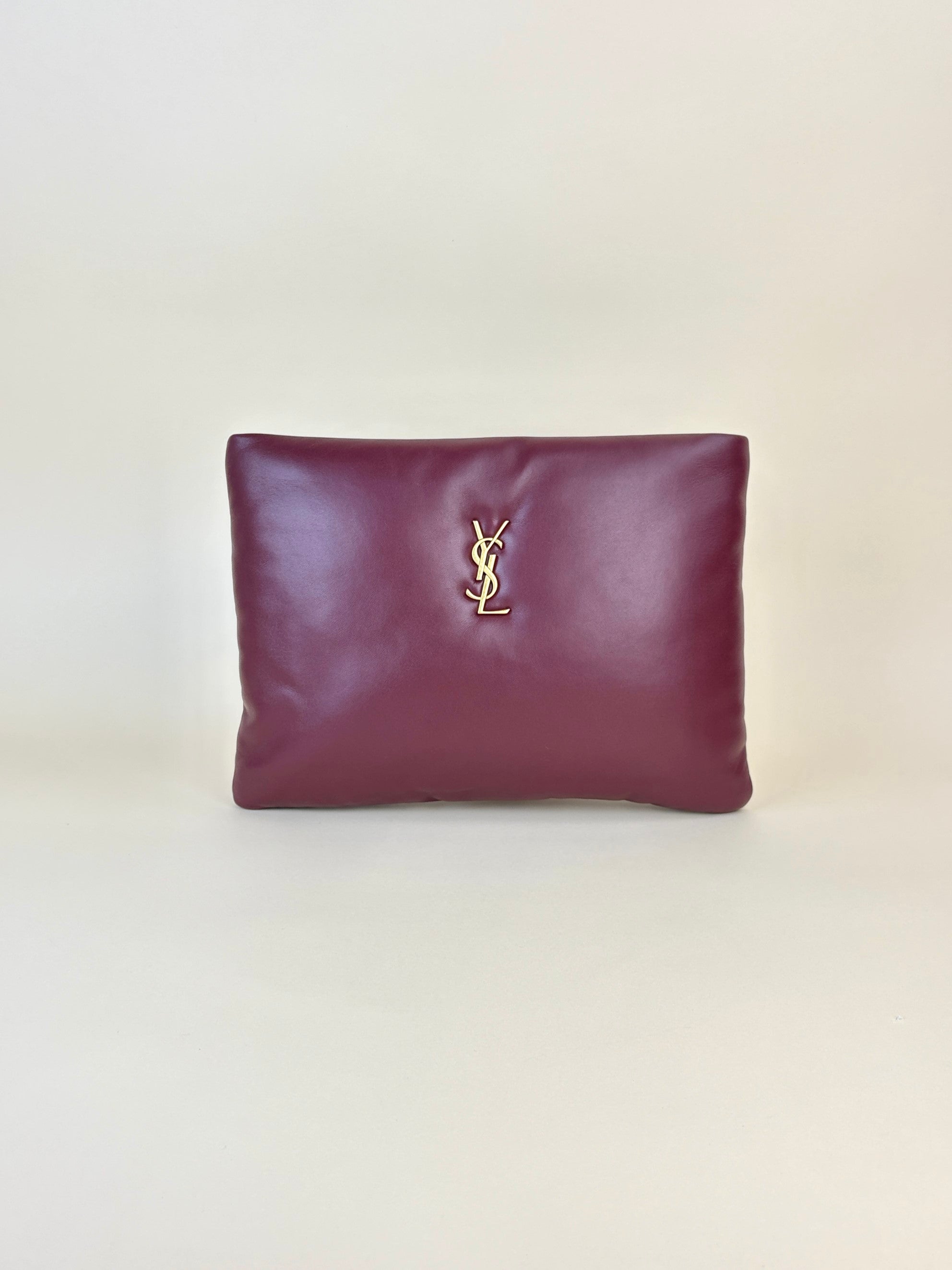ysl burgundy calypso large zip pouch