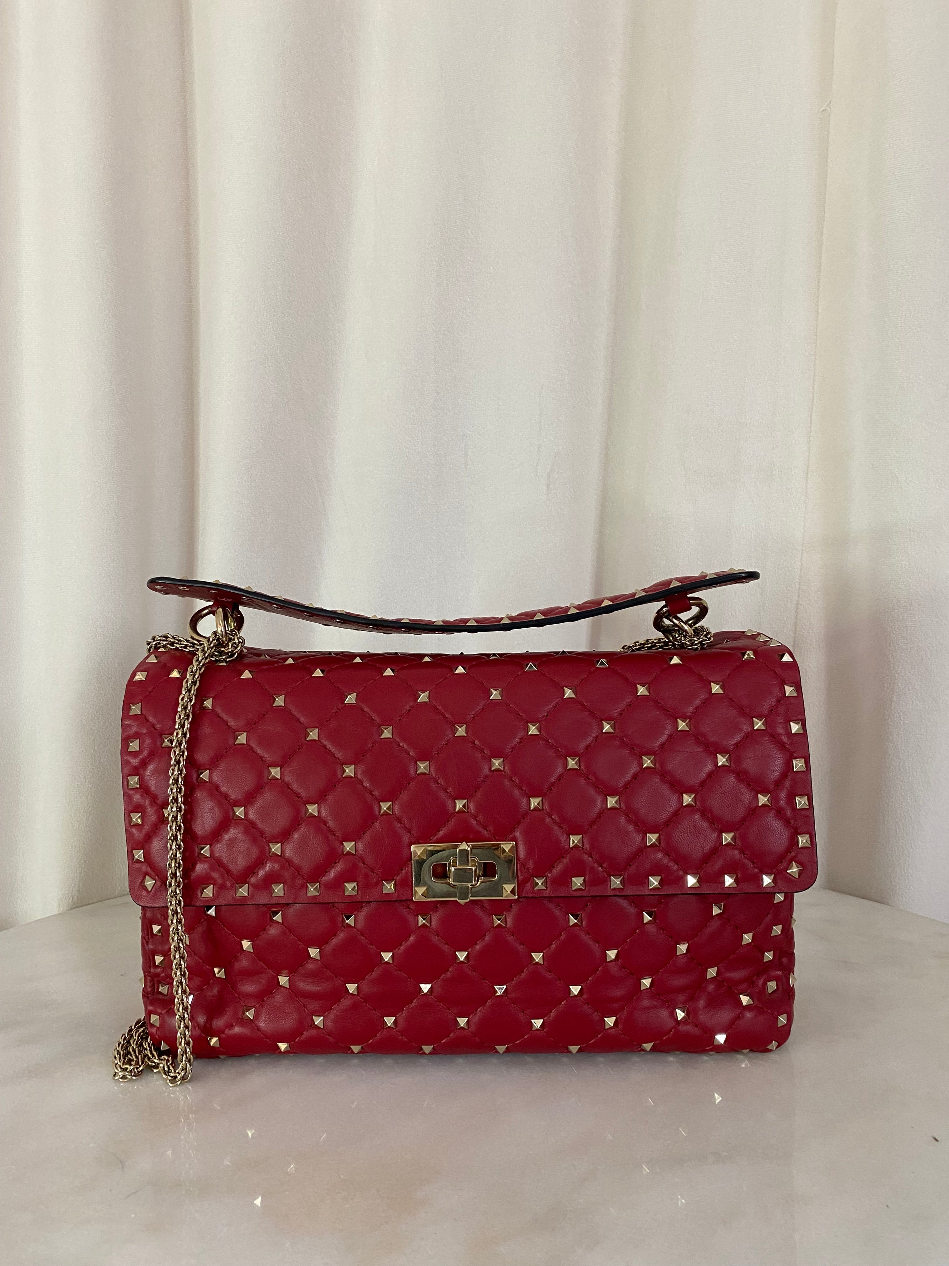 Valentino Red Spike Rockstud Bag