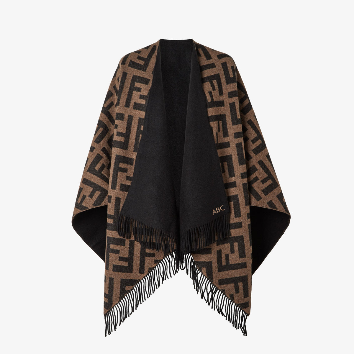 FENDI reversible Brown ff poncho wool /cashmere