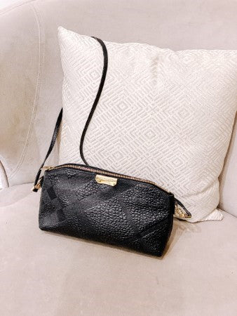 Burberry Black Embossed Signature Crossbody Bag