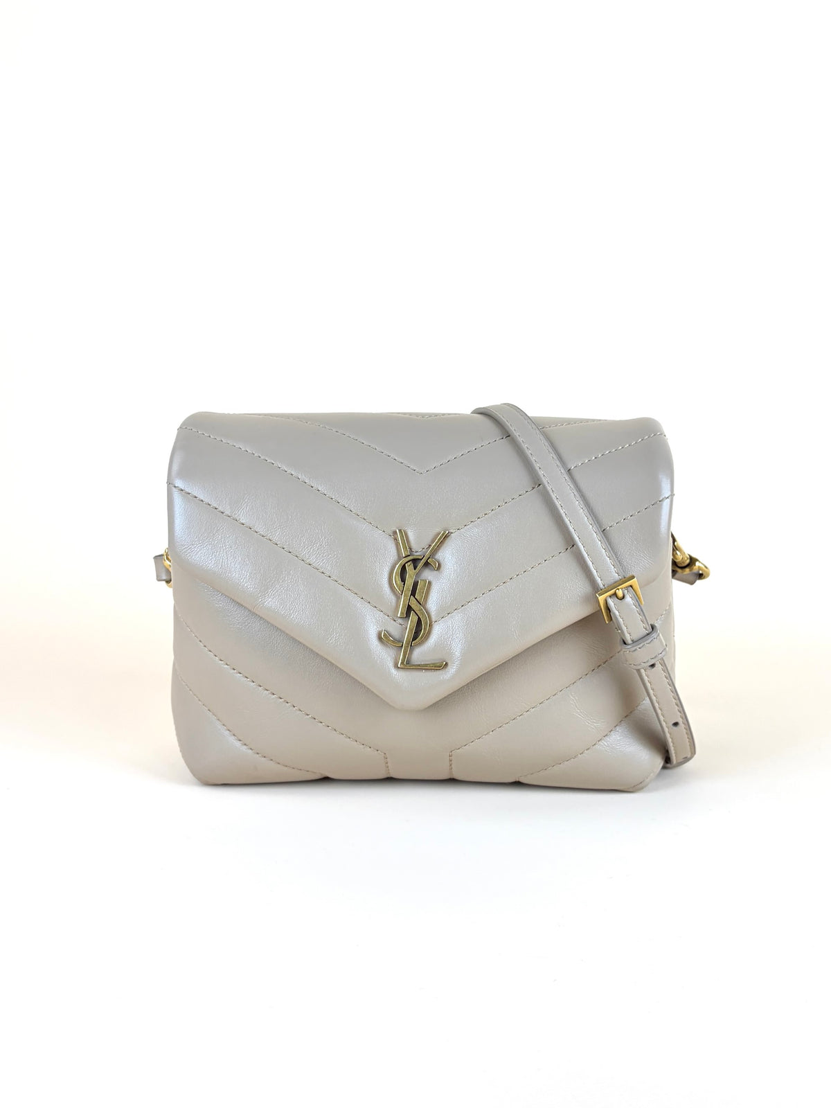 YSL dark beige quilted leather Loulou toy crossbody bag