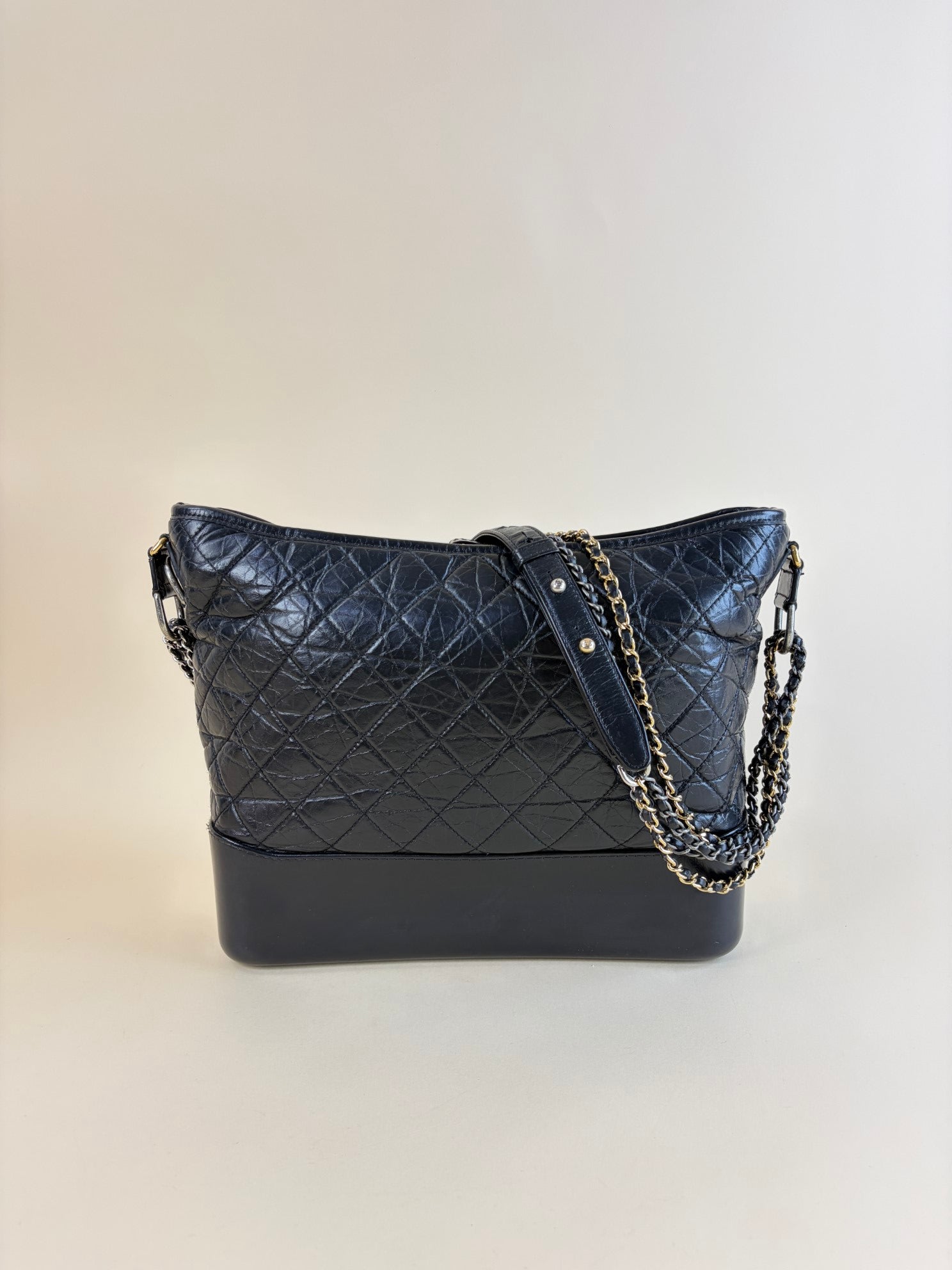 Chanel black quilted leather large Gabrielle hobo bag