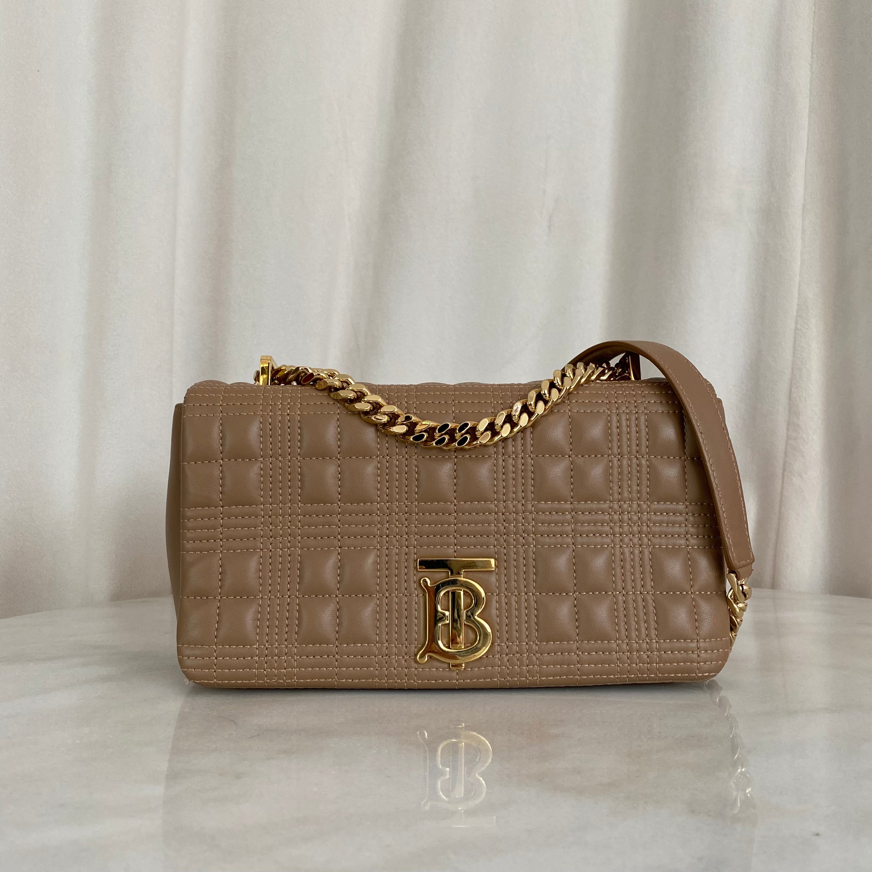 Burberry Beige TB Small Quilted Lola Bag