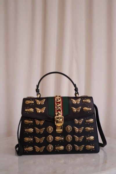 Gucci Black Sylvie Limited Edition Animals Bag