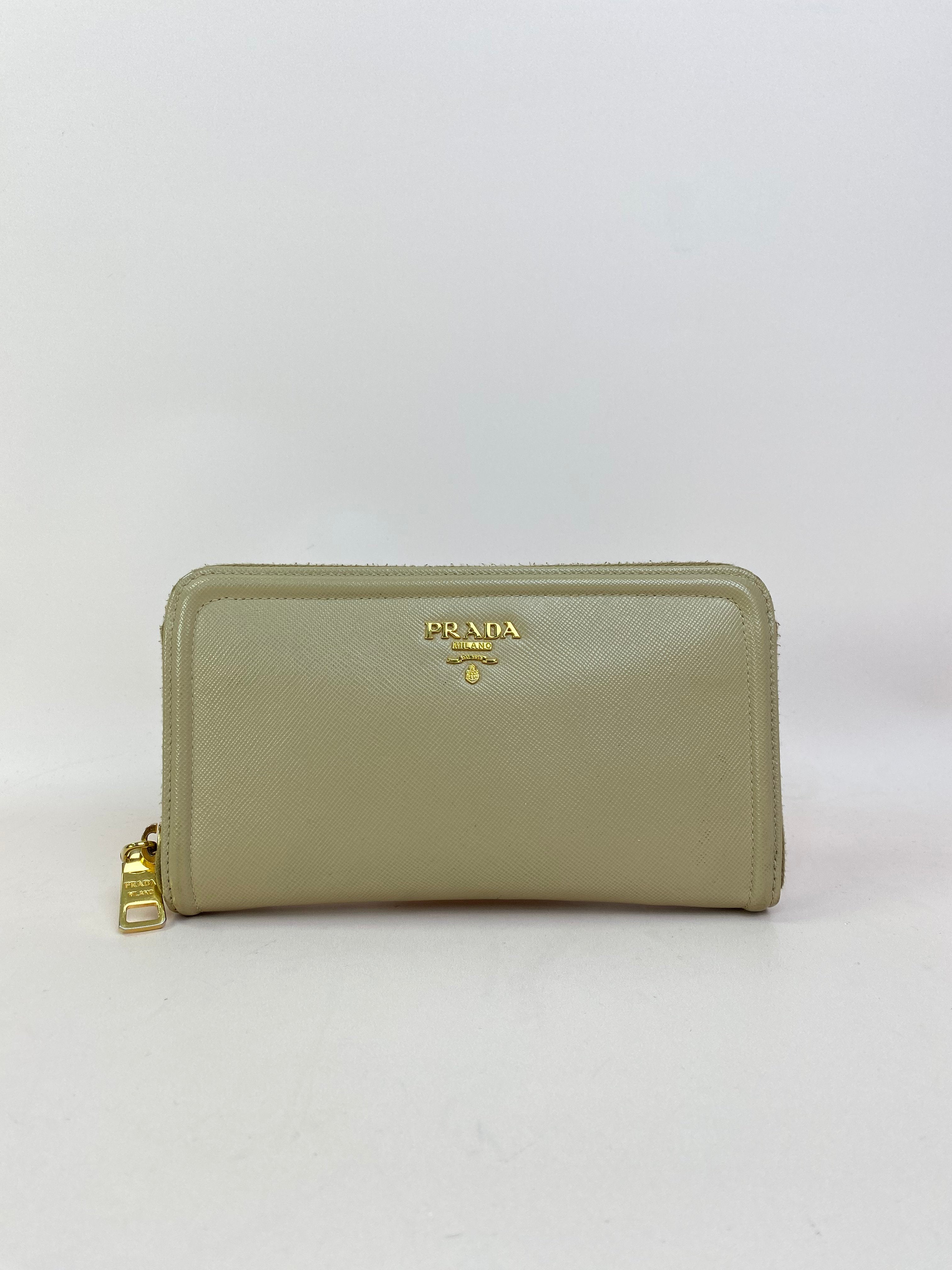 Prada Beige Large Zipped Long Wallet