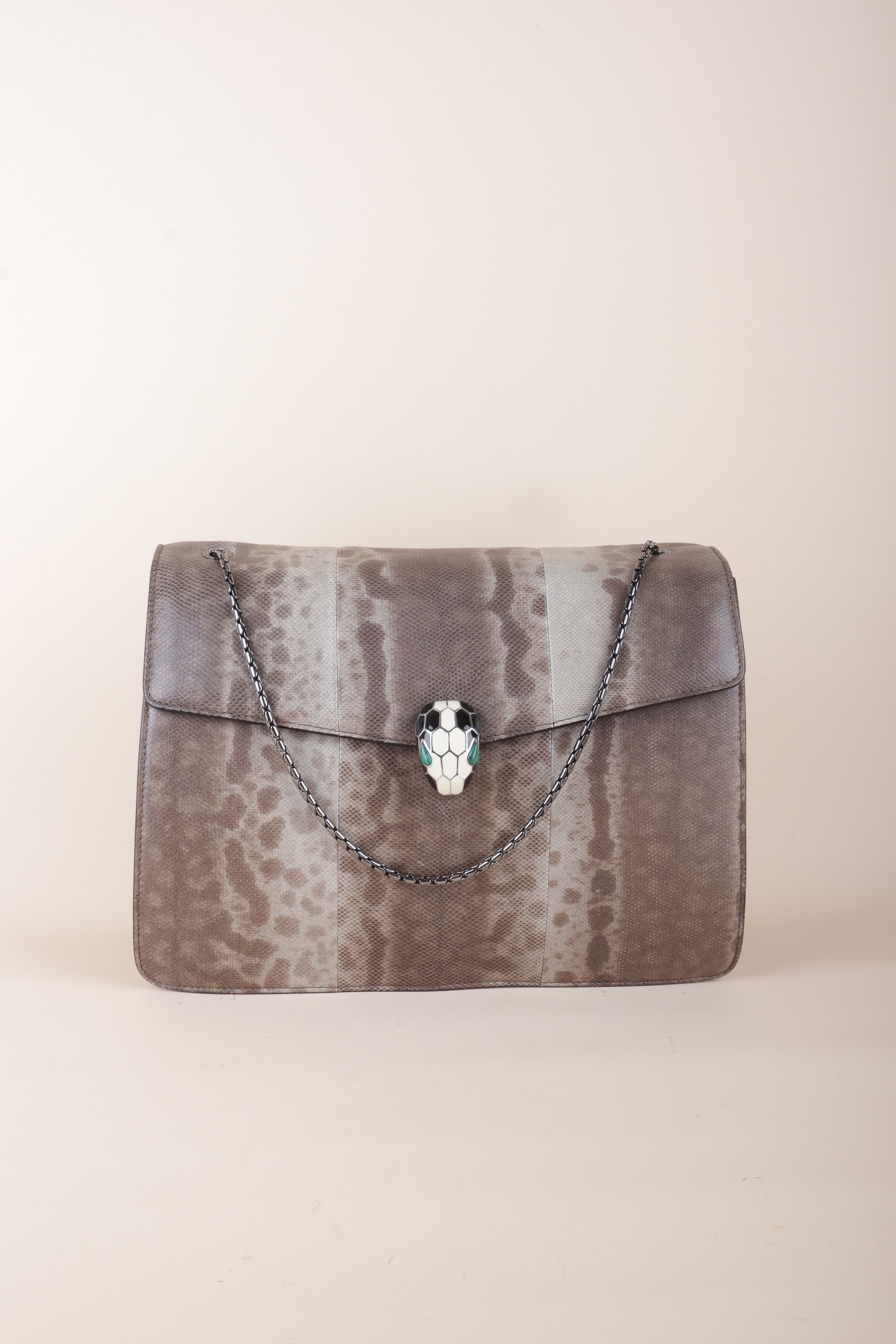 BVLGARI   beige/ Brown Karang Serpentis flap