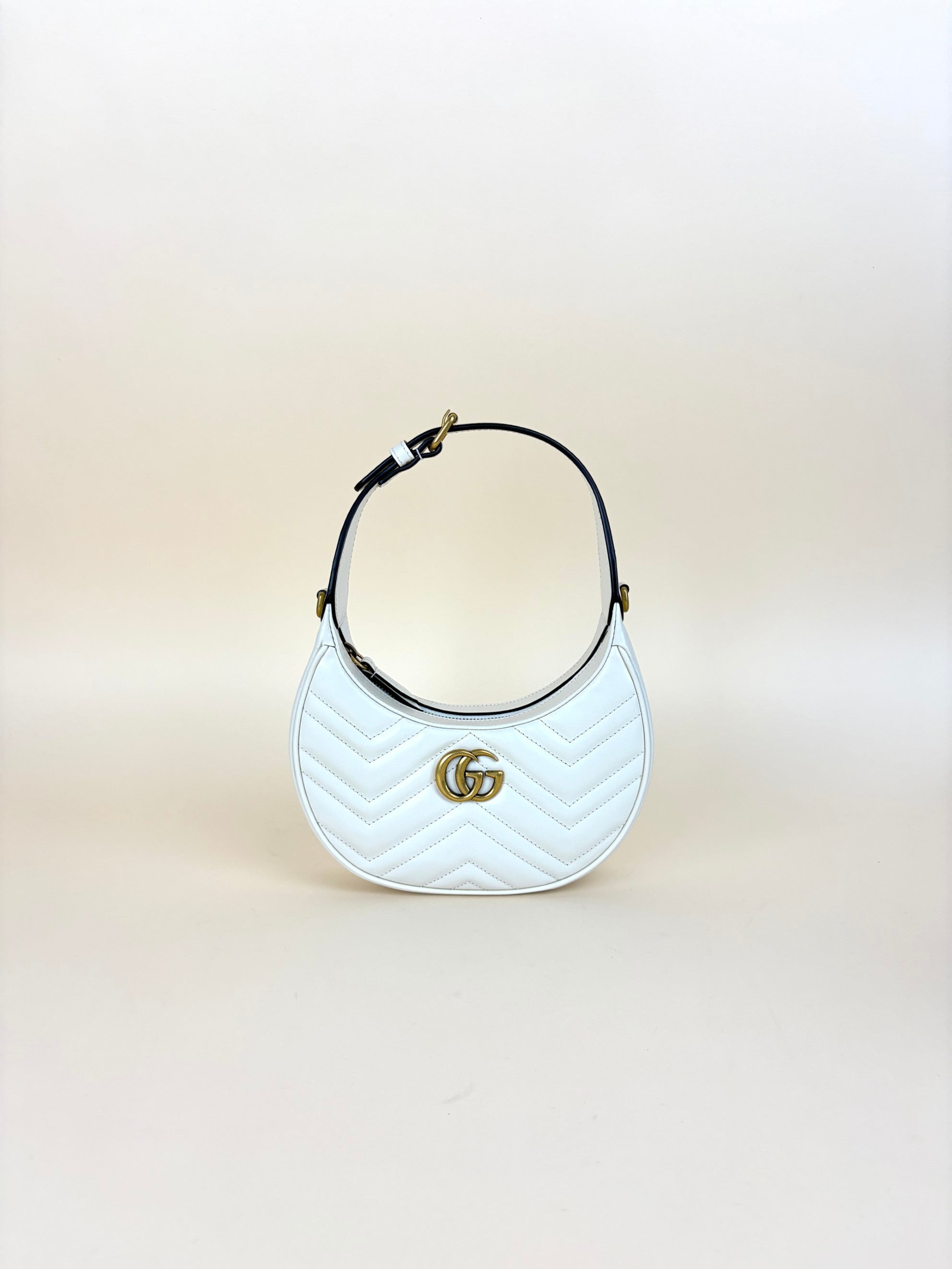 Gucci White GG Marmont Small Shoulder Bag