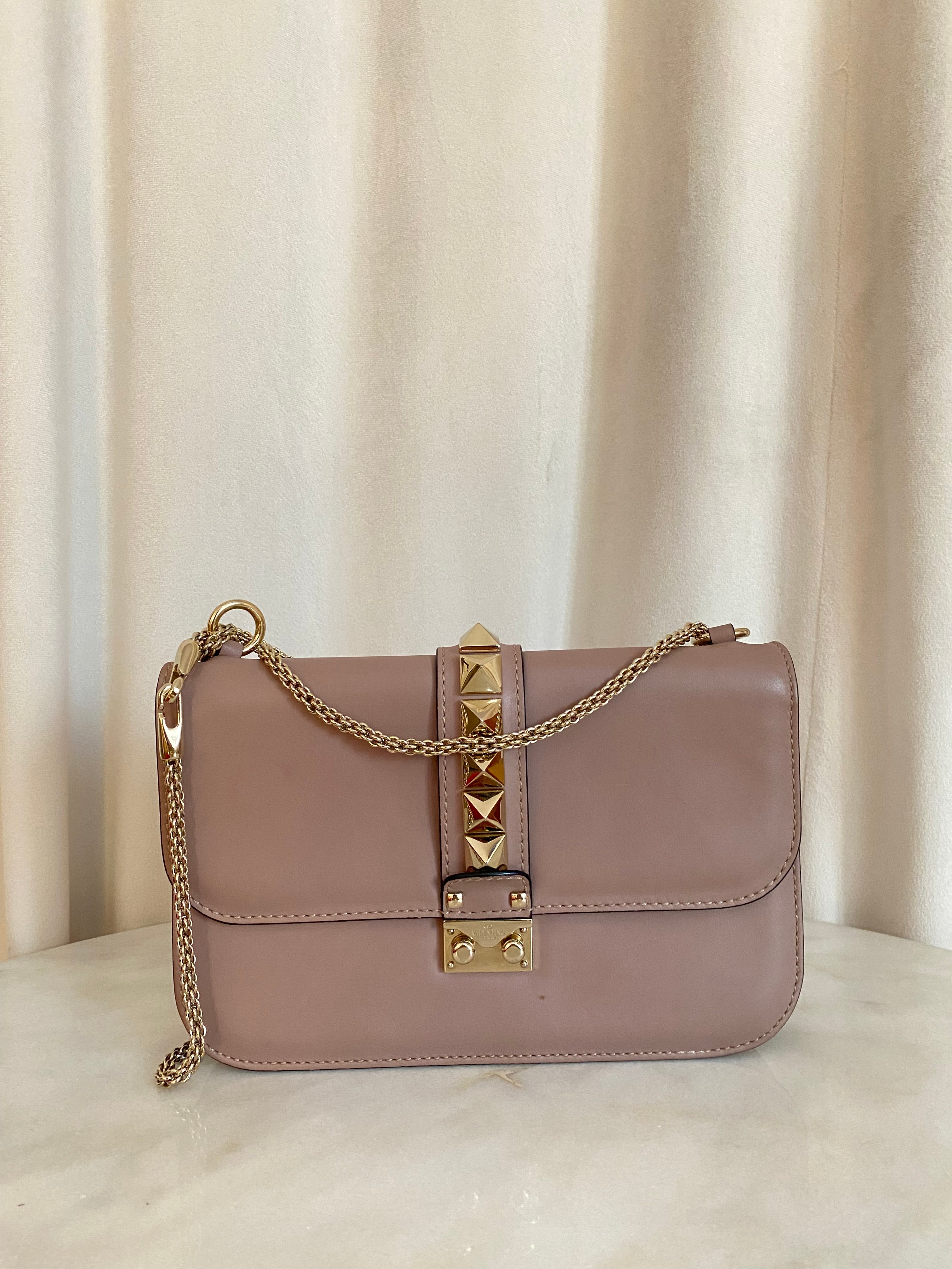 Valentino Poudre Garavani Vitello Medium Glam Lock Rockstus Flap Bag