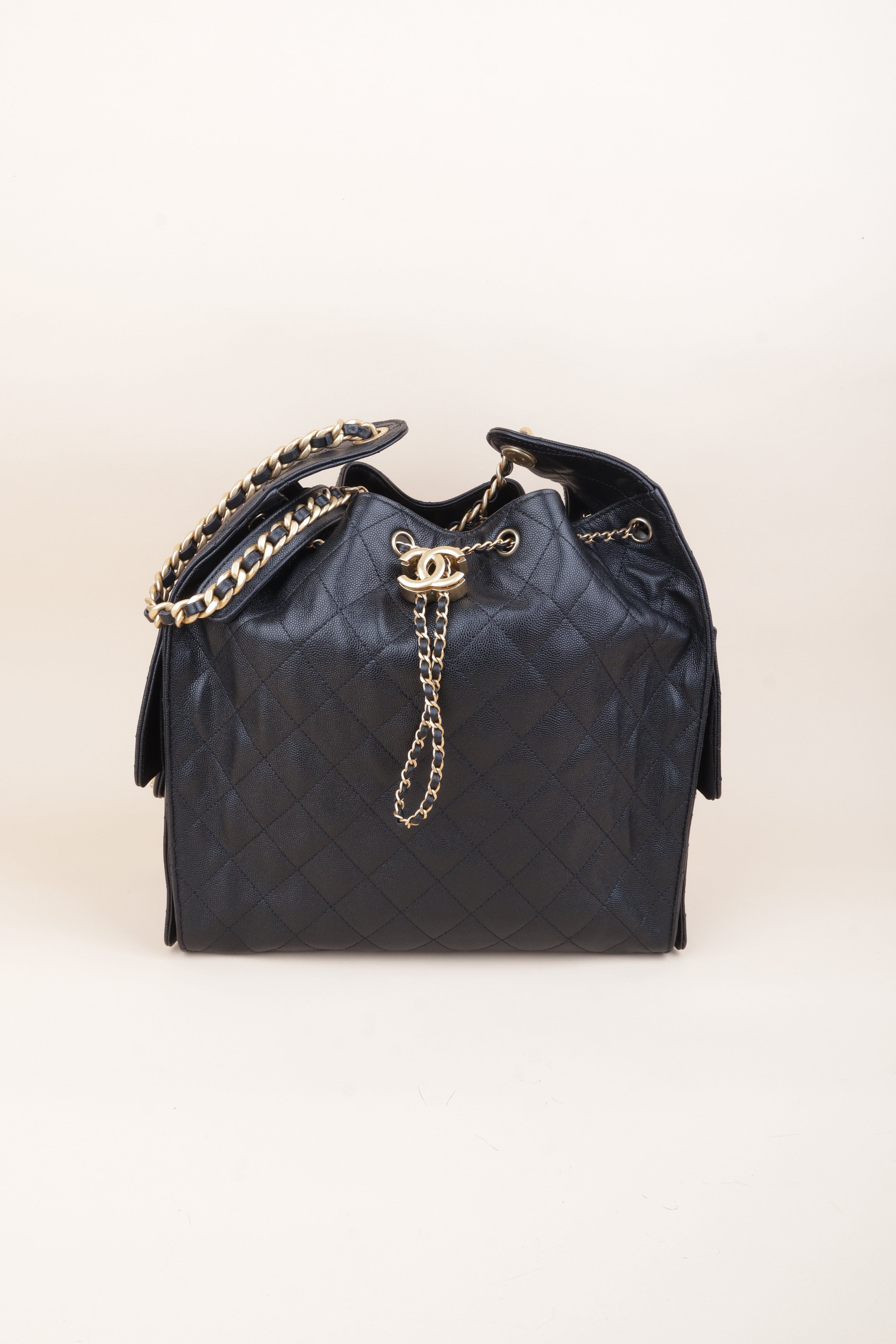 Chanel Black 25 Sac Medium Hobo Bag with Pouch