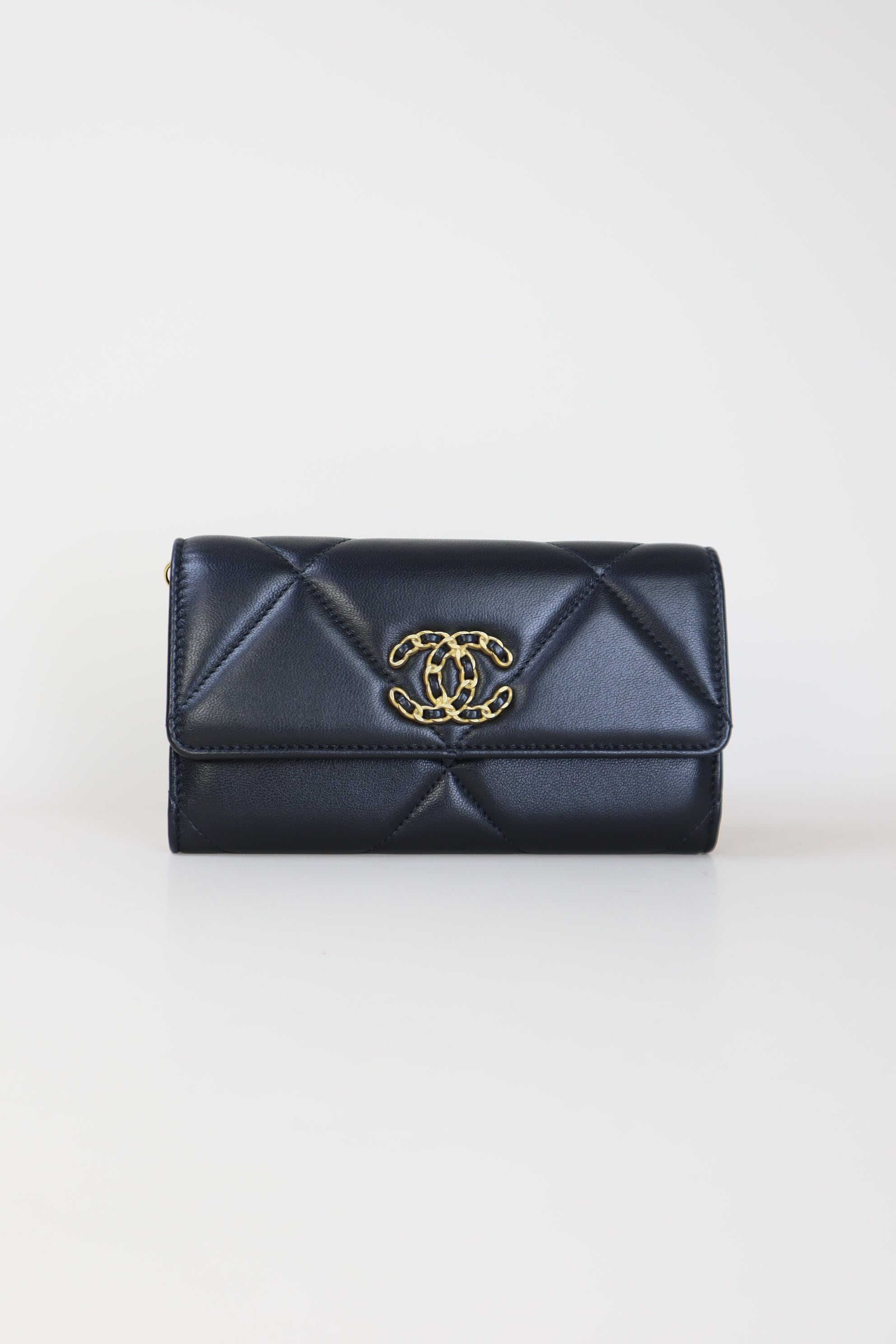 Chanel Black CC 19 Flap Wallet