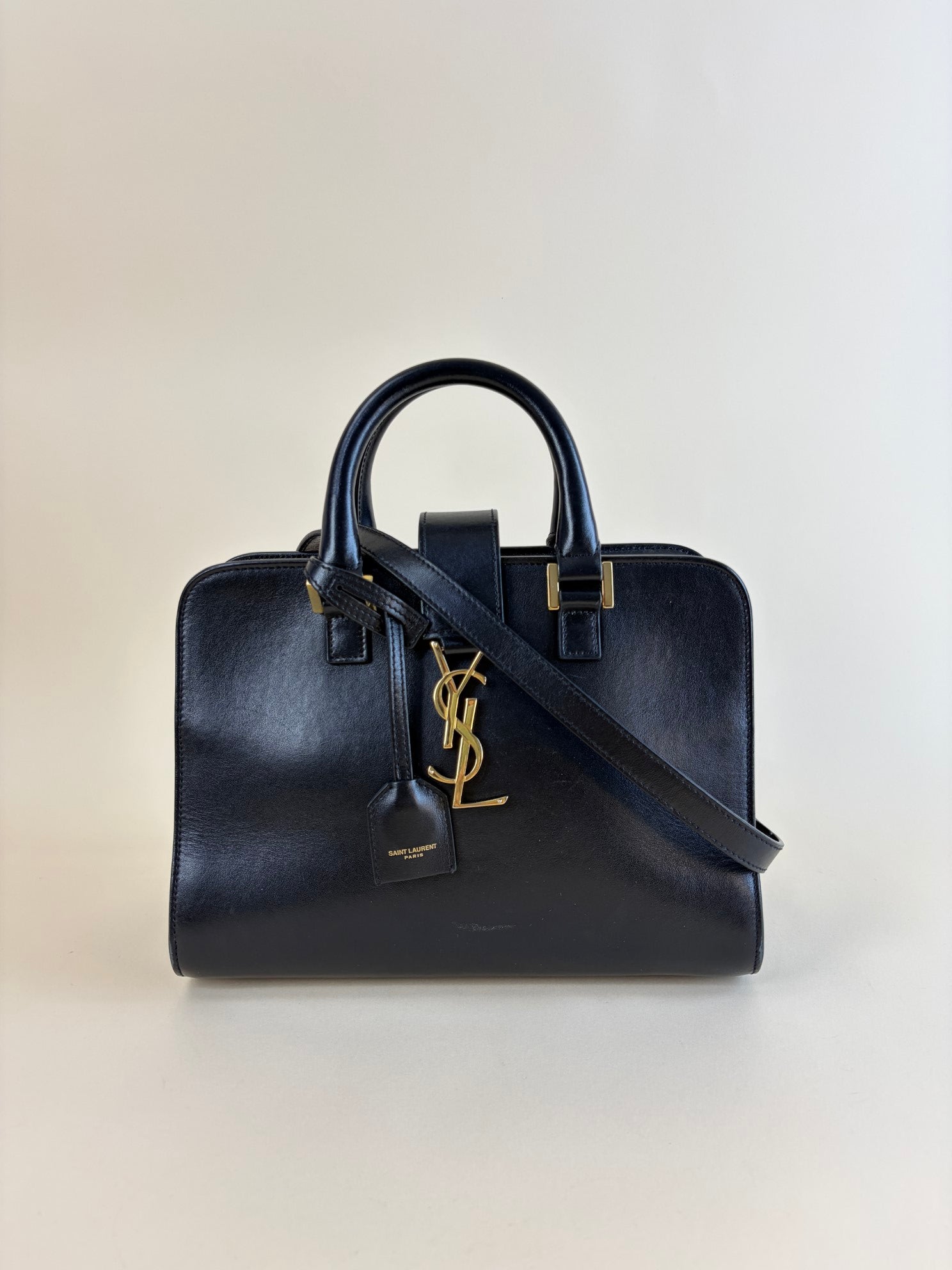 YSL Black Monogram Baby Cabas Tote Bag