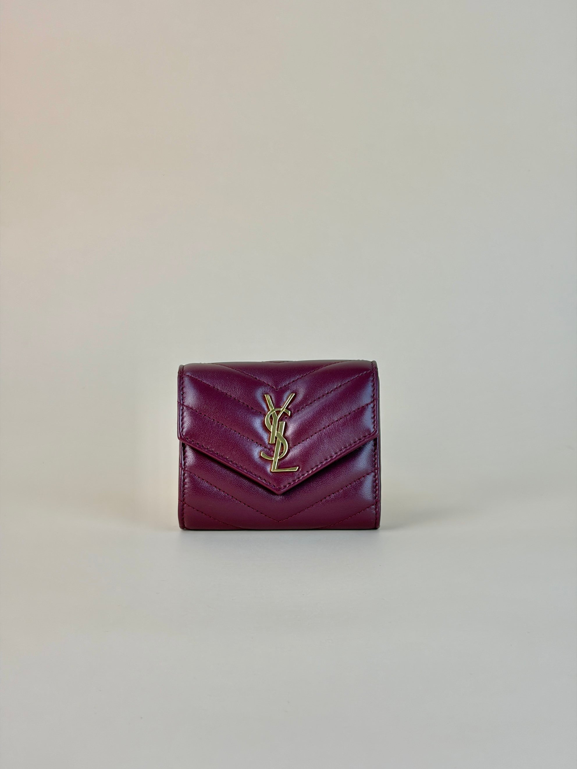 ysl lambskin rouge cabernet Cassandre multi-fold wallet