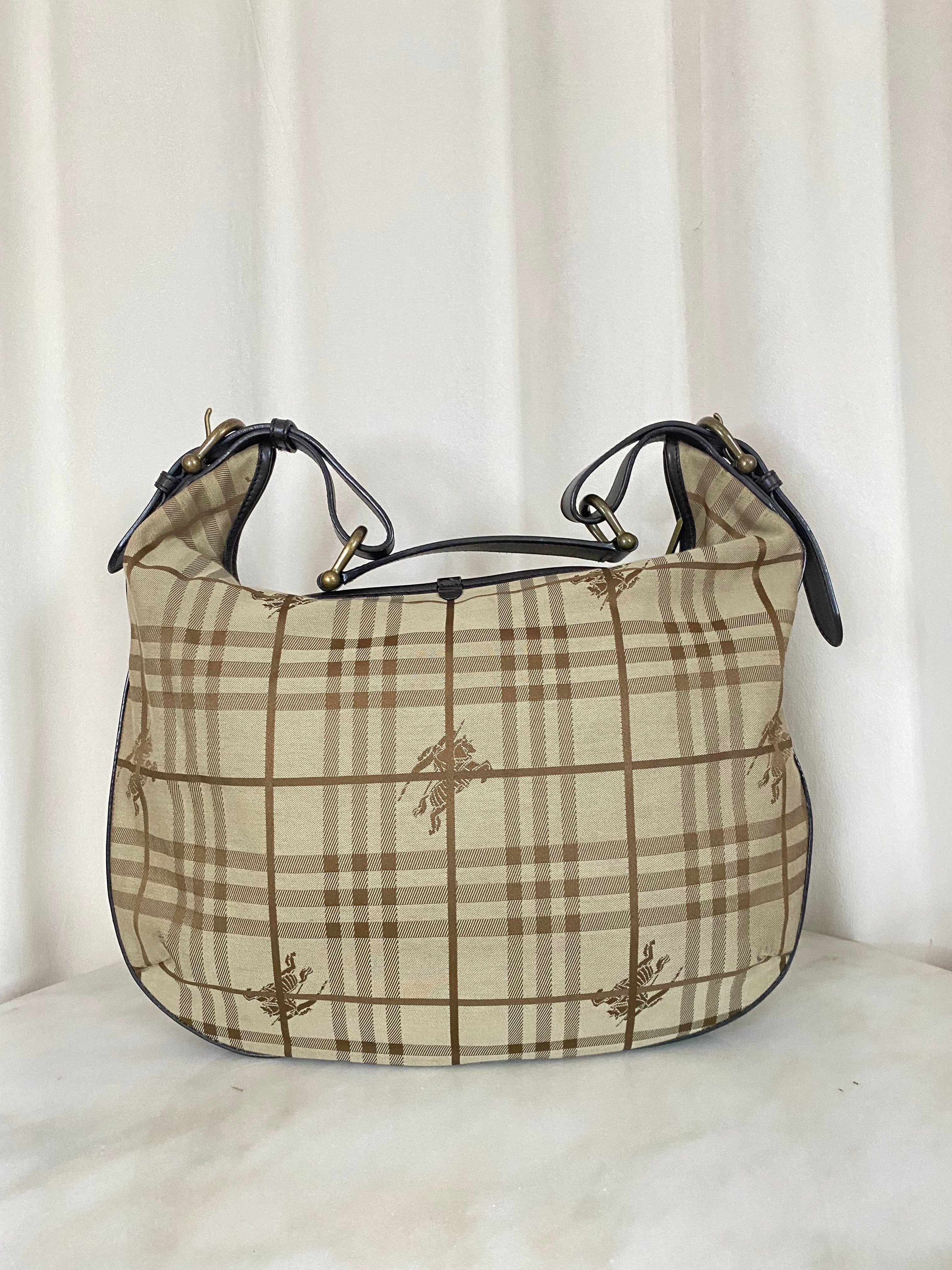 Burberry Haymarket Black Hobo Bag