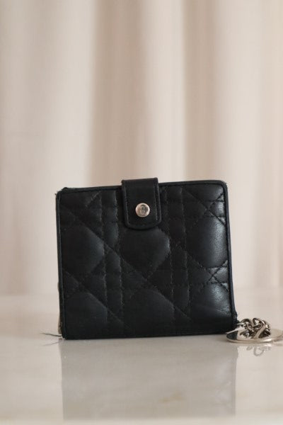 Christian Dior Black Cannage Lady Dior Small Wallet