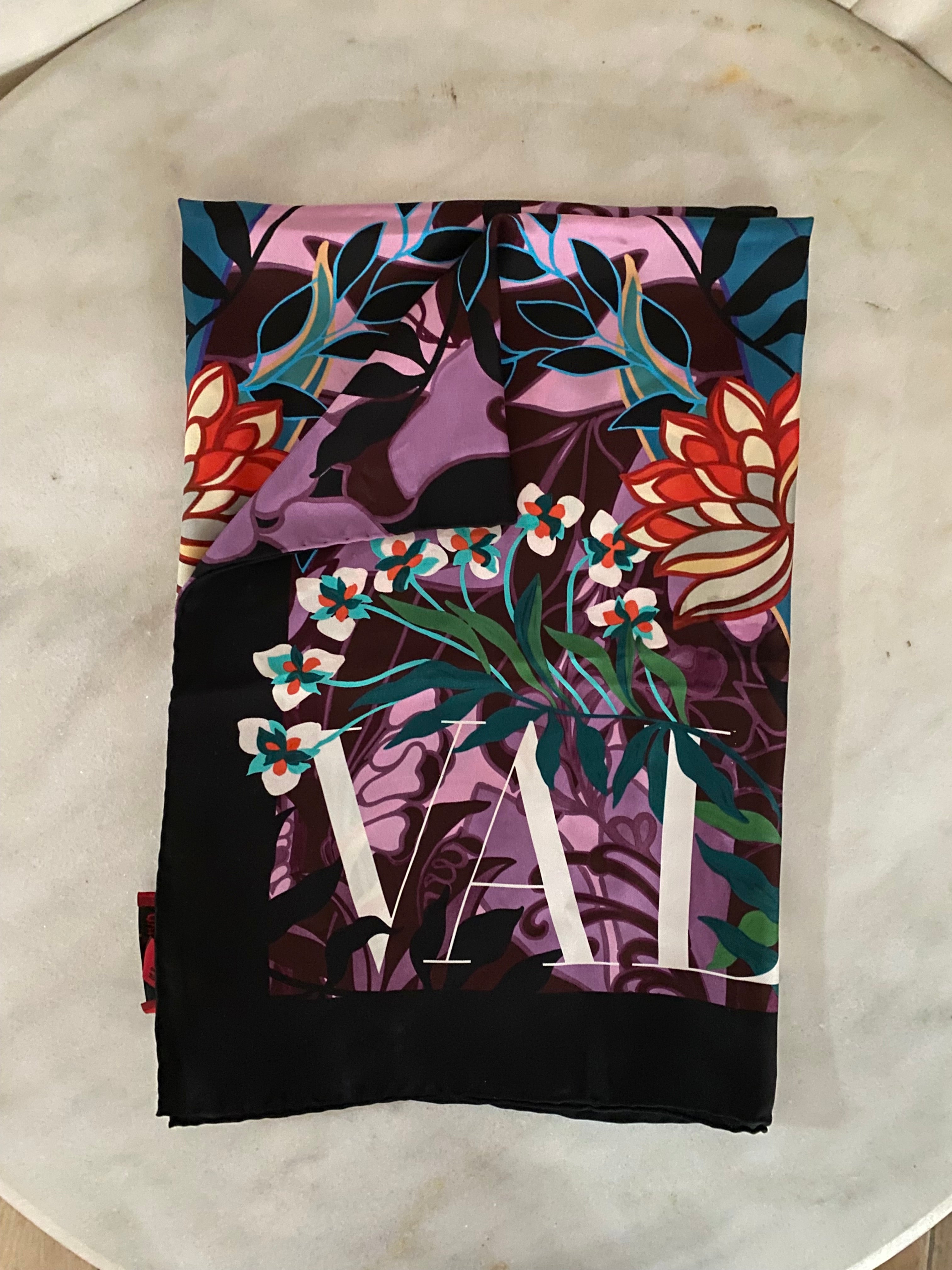 Valentino Pink Floral Pleate Silk Scarf