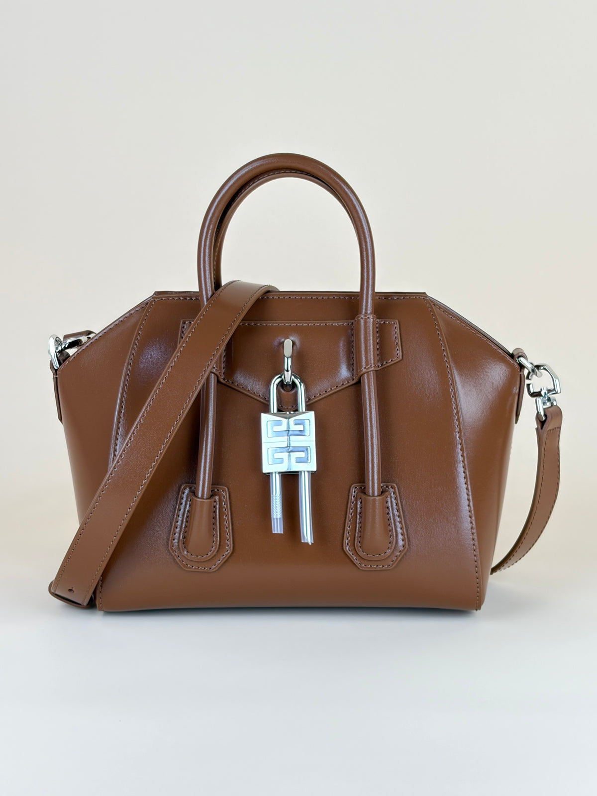 Givenchy Tan box calfskin Antigona lock Mini Bag