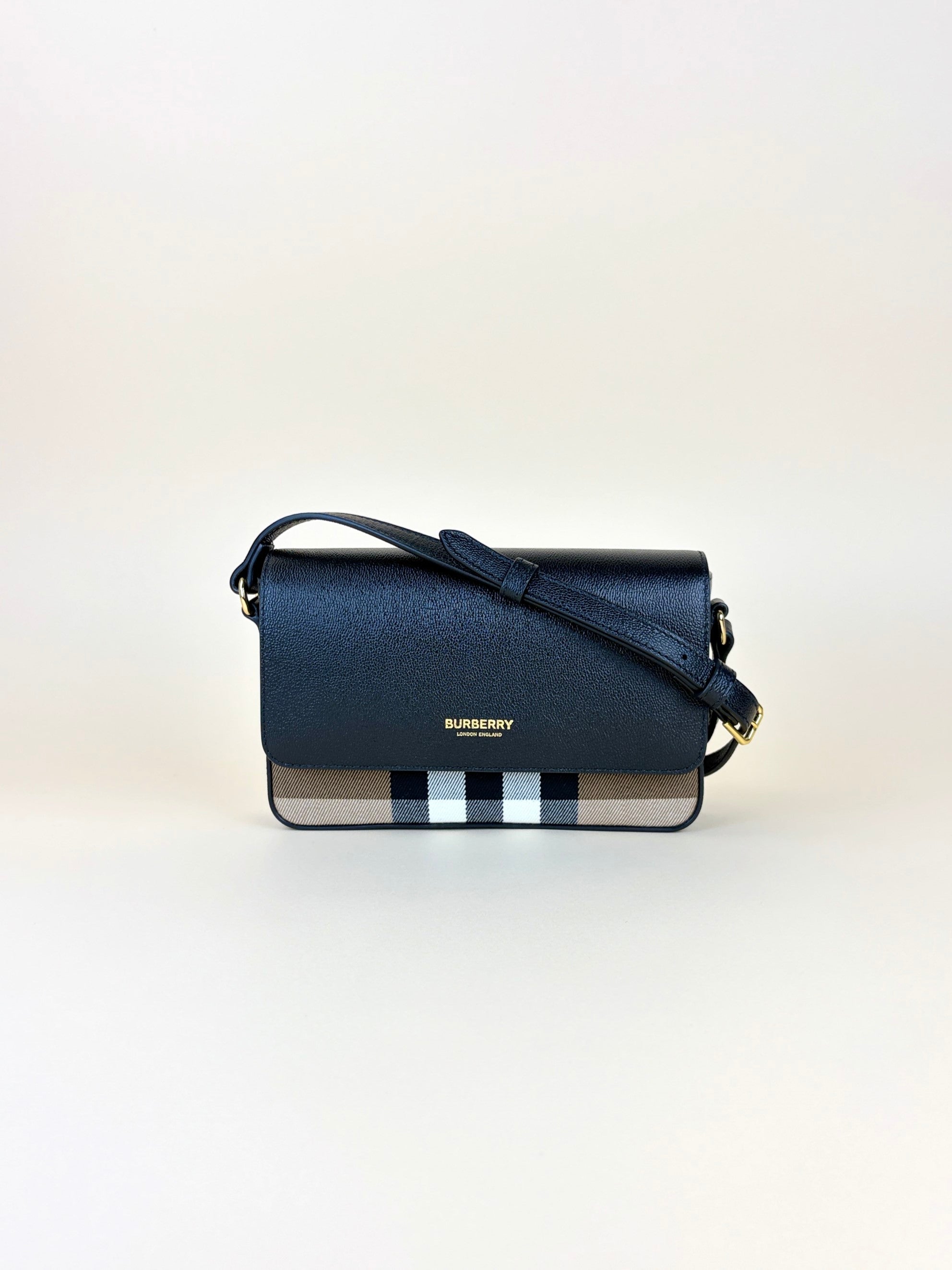 Burberry black Earth House Check Tartan Mix New Hampshire Crossbody Bag