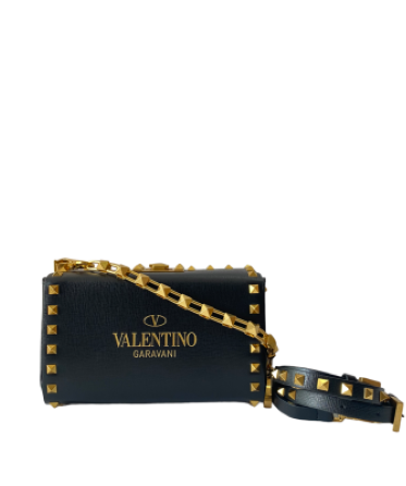 Valentino Black Rockstud Alcove Box Bag