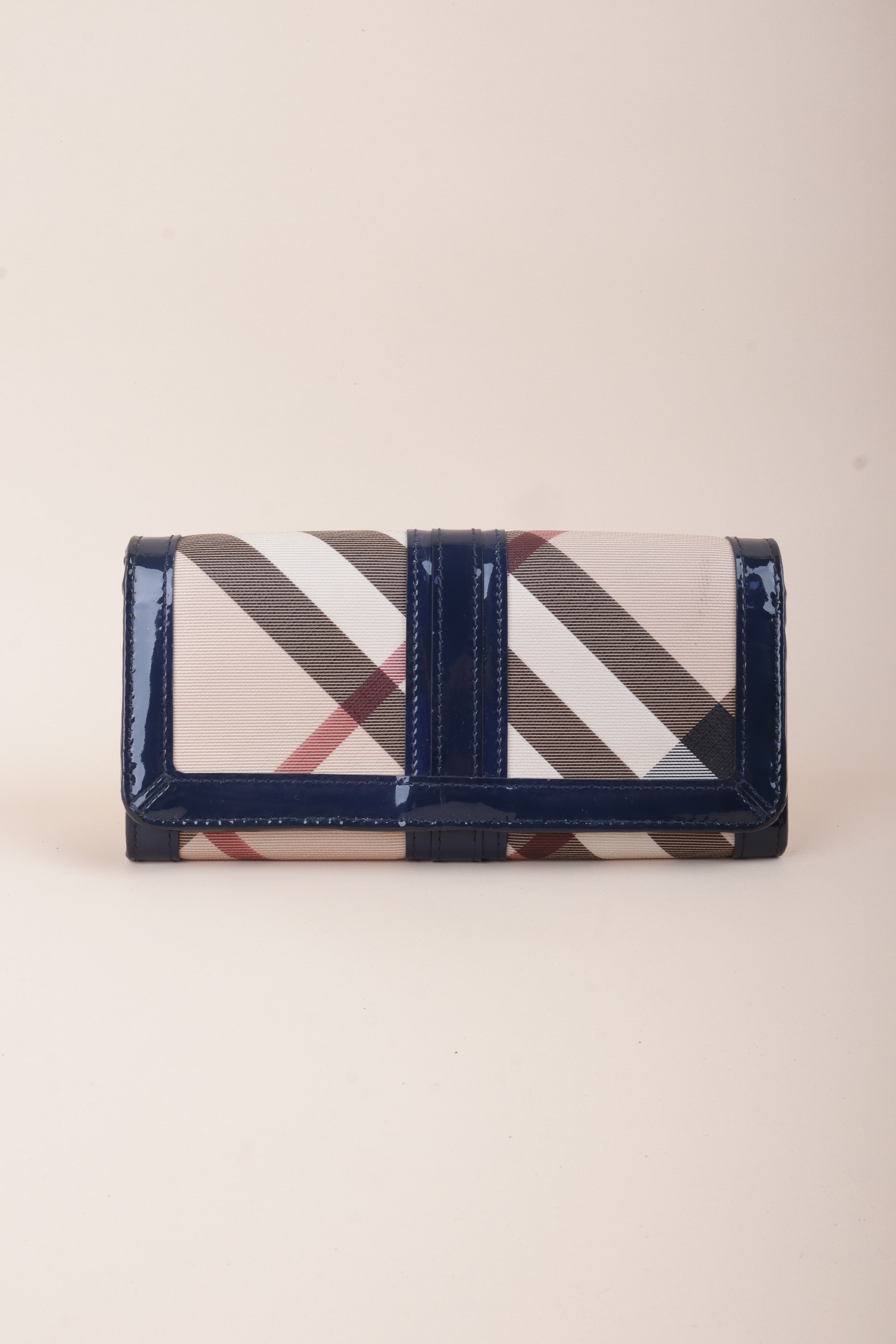 Burberry Navy Blue Molly Continental Nova Check Long Wallet