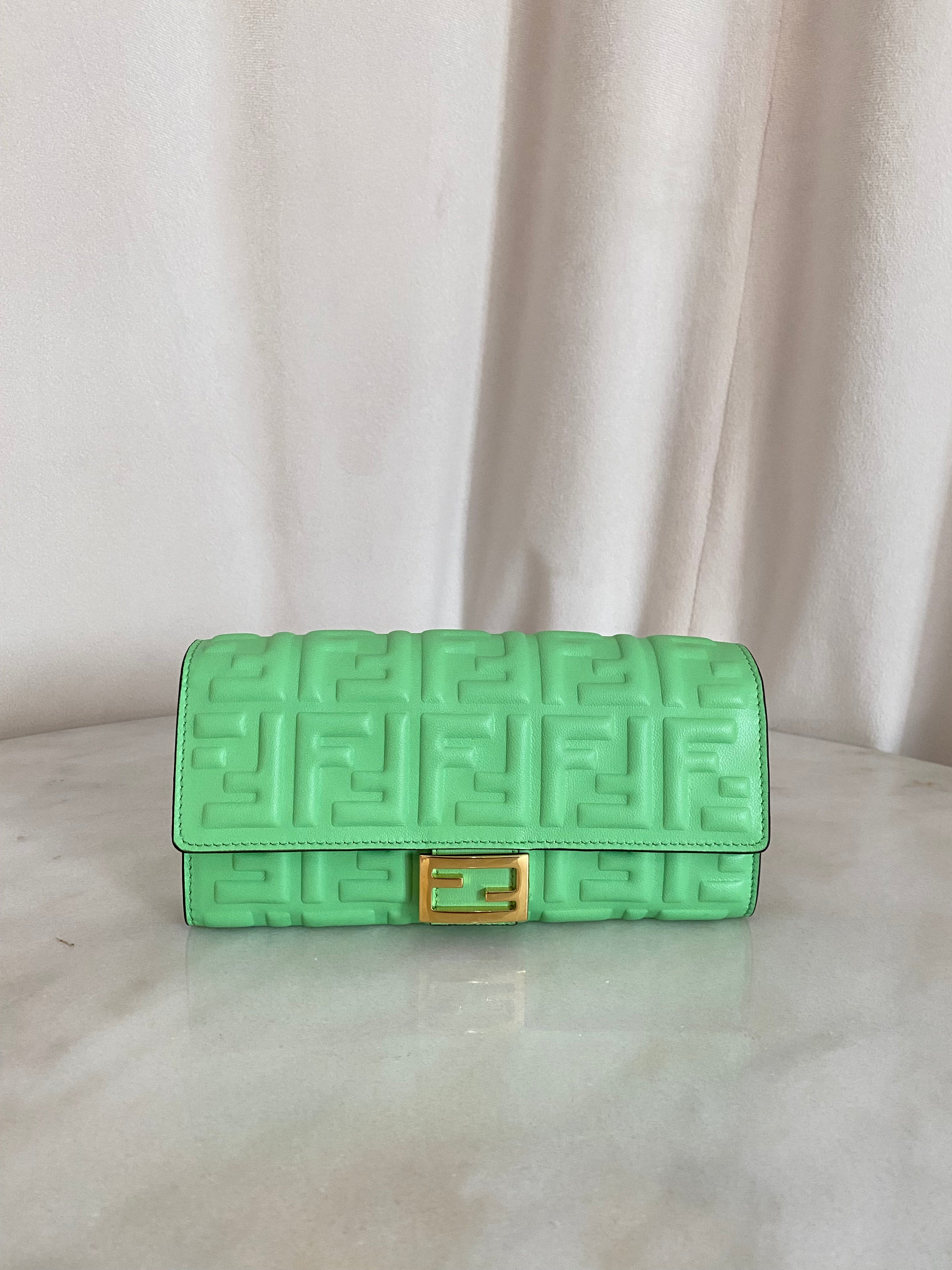 Fendi Light Green FF Long Wallet