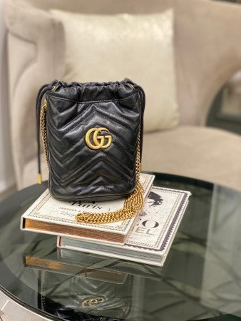 Gucci Black GG Marmont Mini Bucket Bag