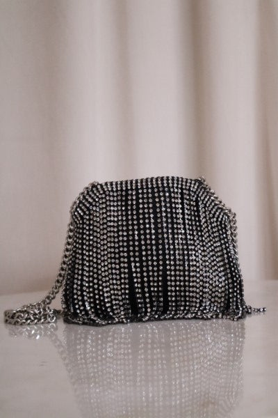 Stella Mccartney Black Crystal Fringed Falabella Mini Bag