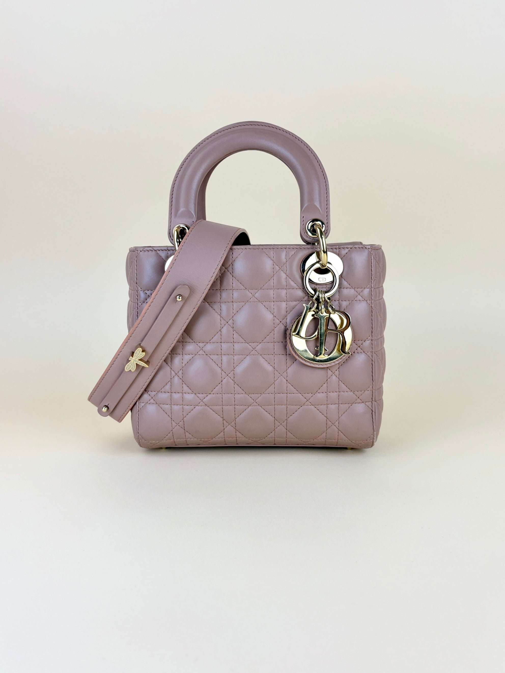 Christian Dior blush caannage lambskin small lady Dior my ABCDIOR