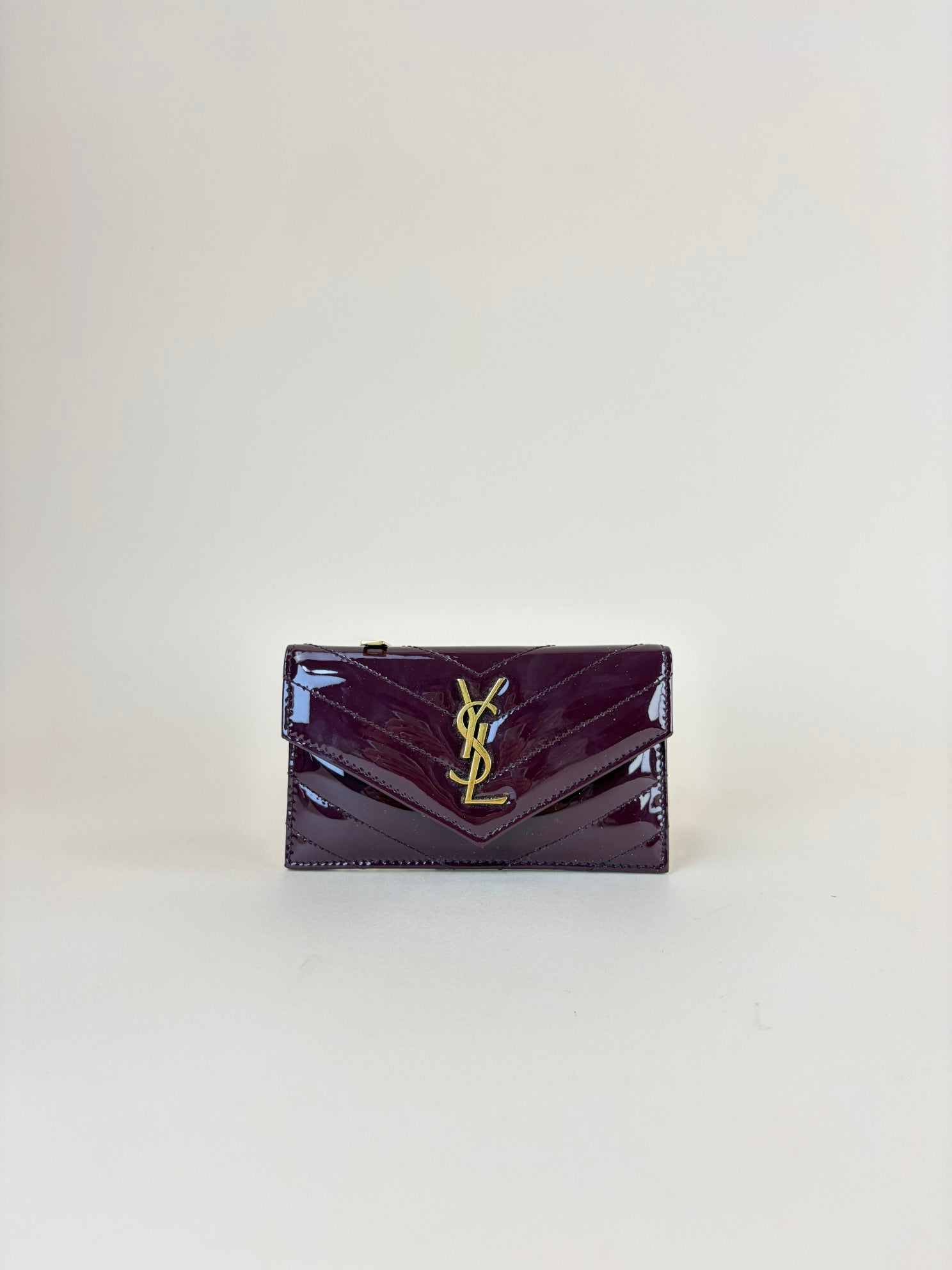 YSL Burgundy Cassandre Matelasse Fragments Flap Card Case