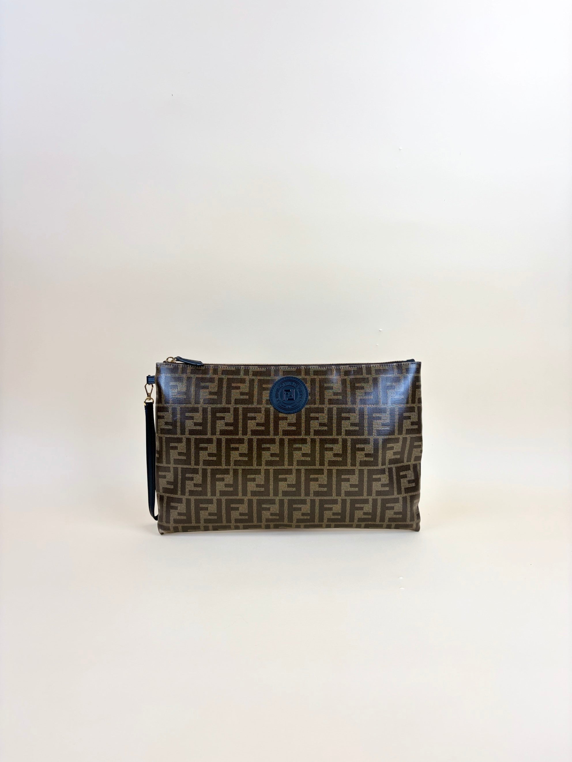 Fendi Brown FF Zip Flat Pouch