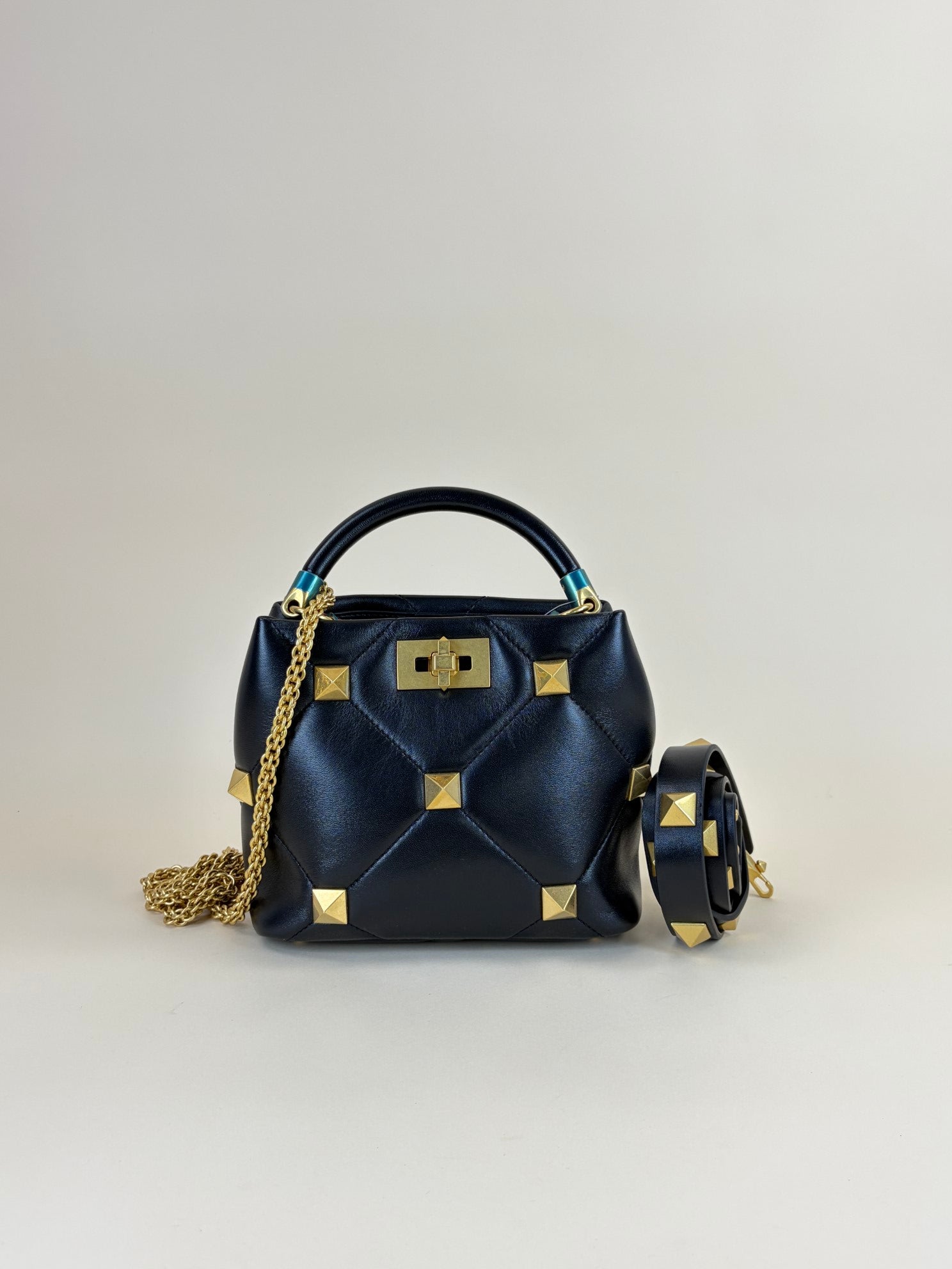 Valentino black small roman Stud top handle