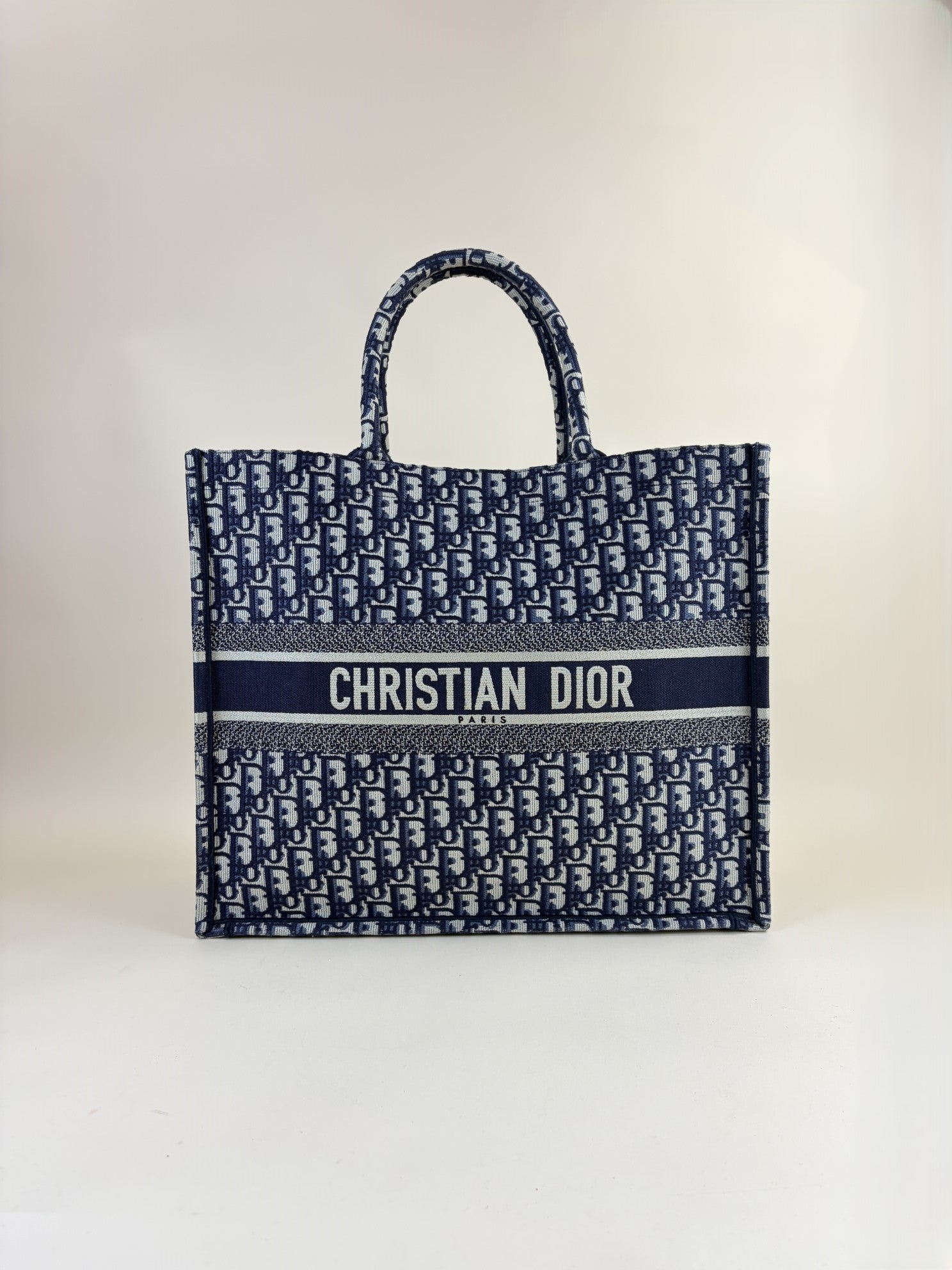 Christian Dior Navy Blue Oblique Large Book Tote Bag