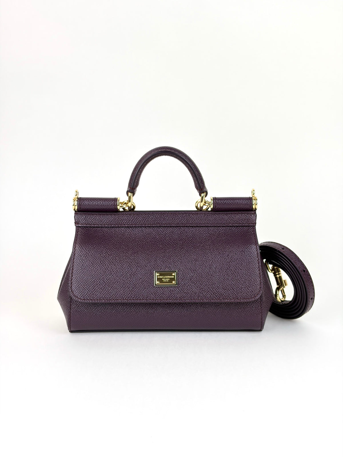 Dolce & Gabbana Burgundy dauphine calfskin Sicily mini handbag