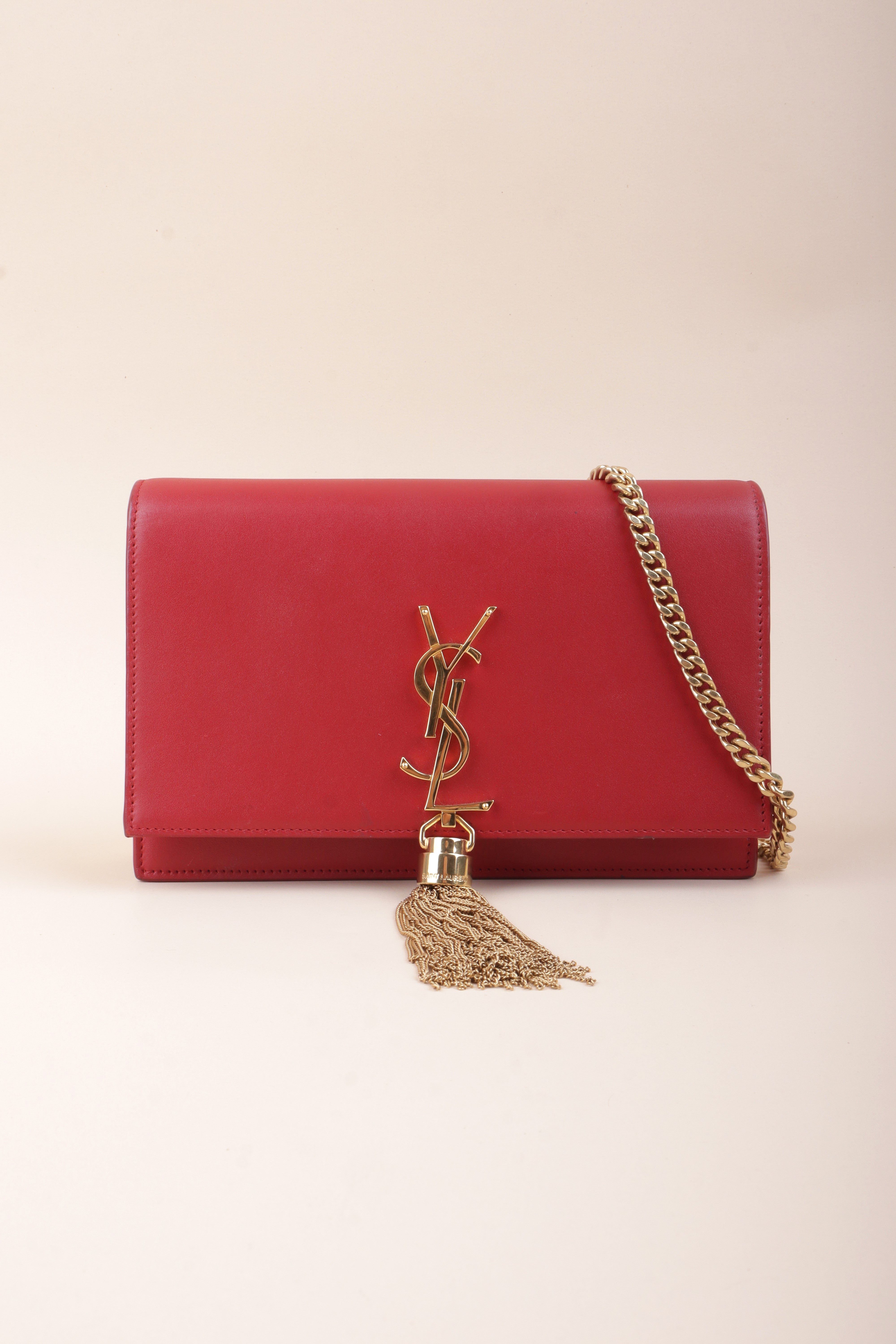 YSL Red Kate Tassel Chain Wallet
