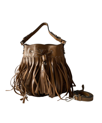 Prada Camel Fringe Bucket Bag