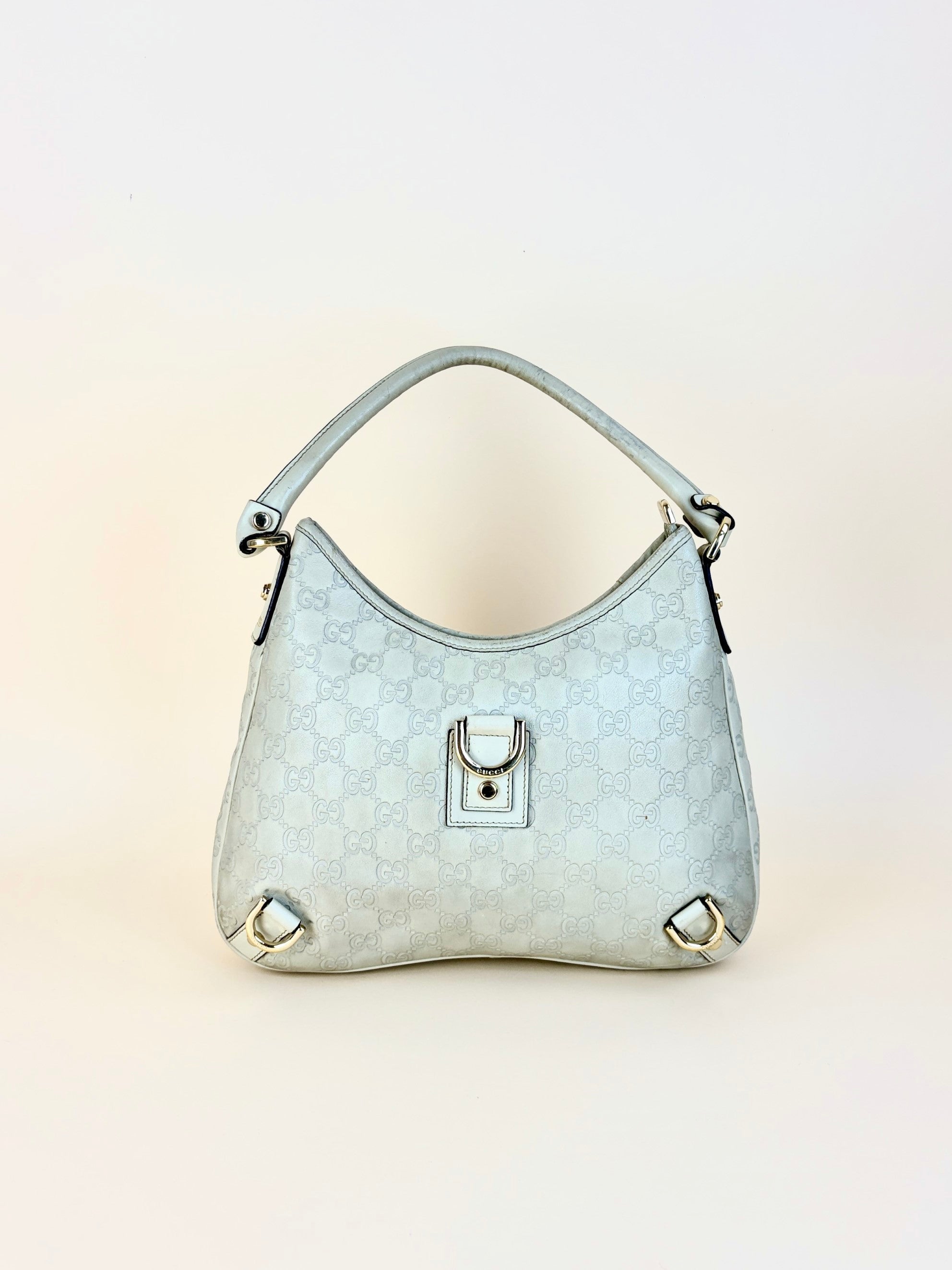 Gucci beige Gucci Sima leather abbey d-ring small hobo