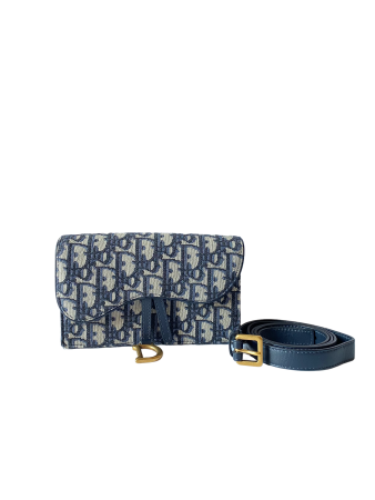 Christian Dior Blue Saddle Oblique Belt Bag