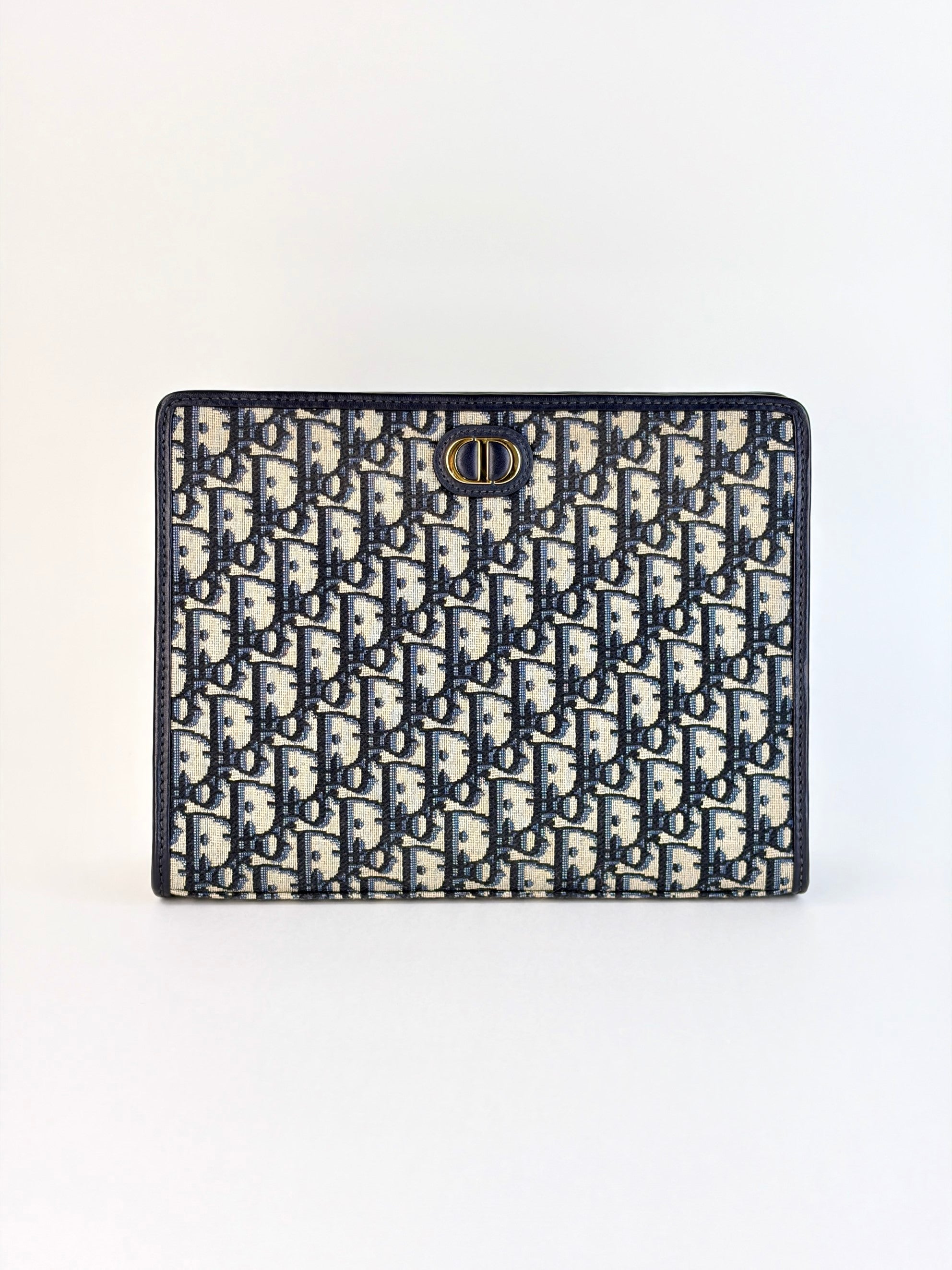 Dior navy oblique jacquard 30 Montaigne pouch clutch