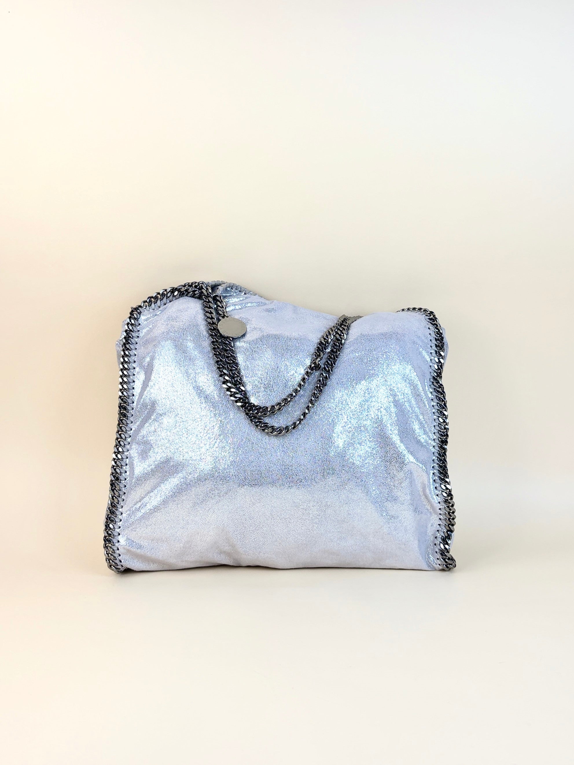 Stella McCartney silver metallic Falabella 2chains large tote bag